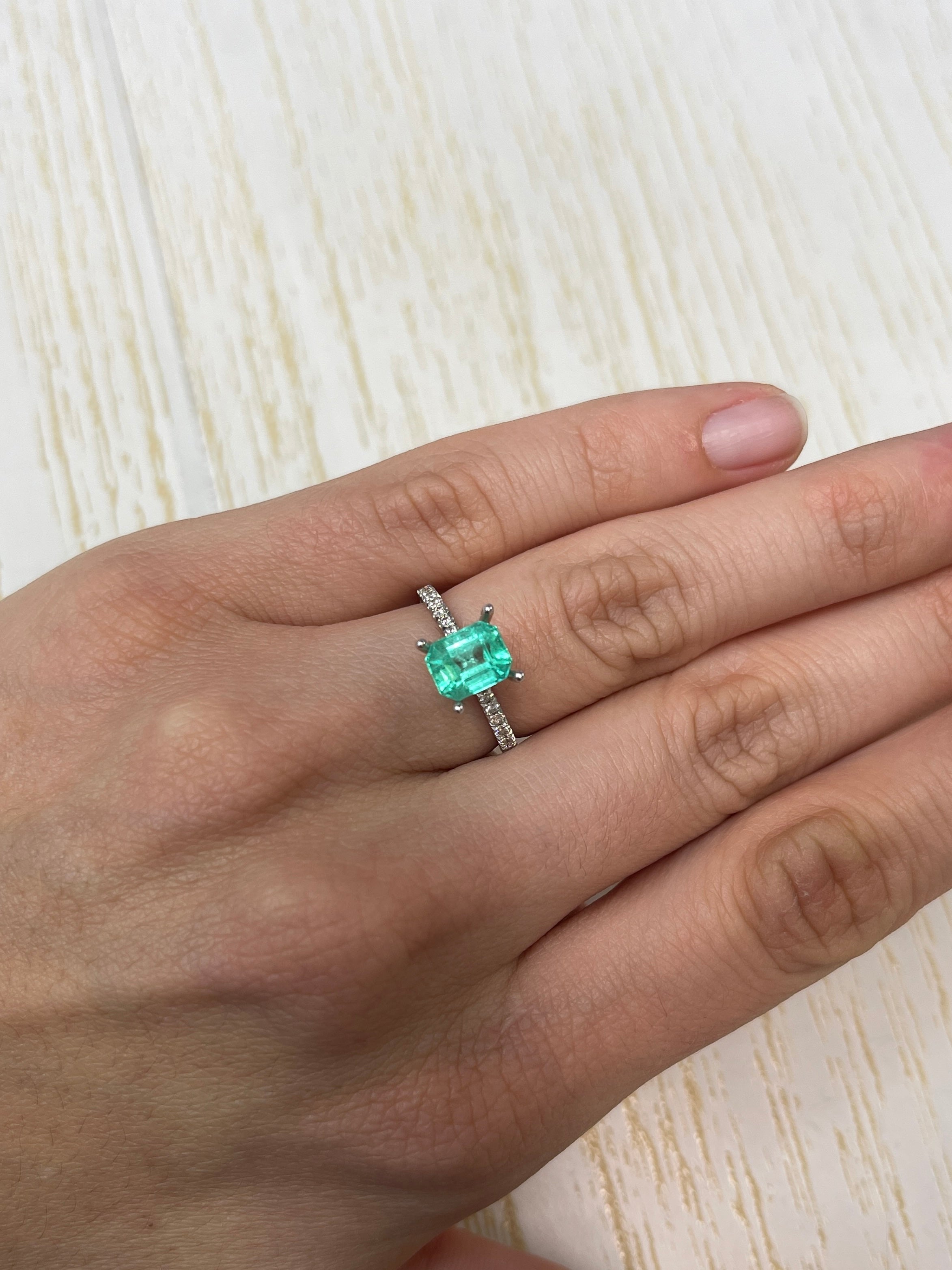 1.91 Carat 8x6 Bluish Green Natural Loose Colombian Emerald-Emerald Cut - JR Colombian Emeralds