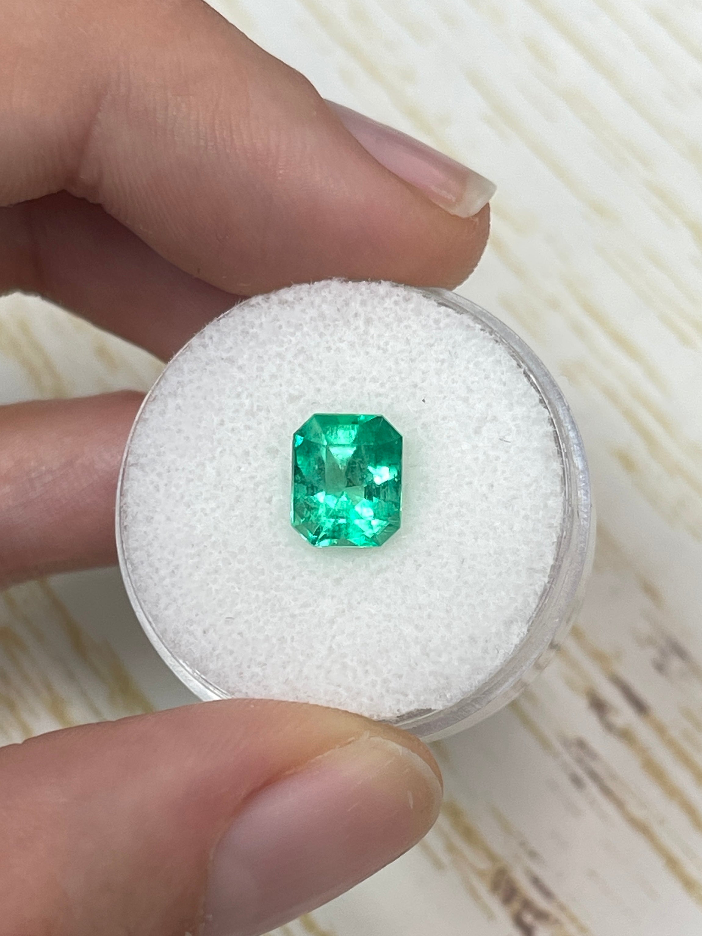 1.92 Carat 8x7 Vivacious Muzo Green Natural Loose Colombian Emerald- Emerald Cut - JR Colombian Emeralds