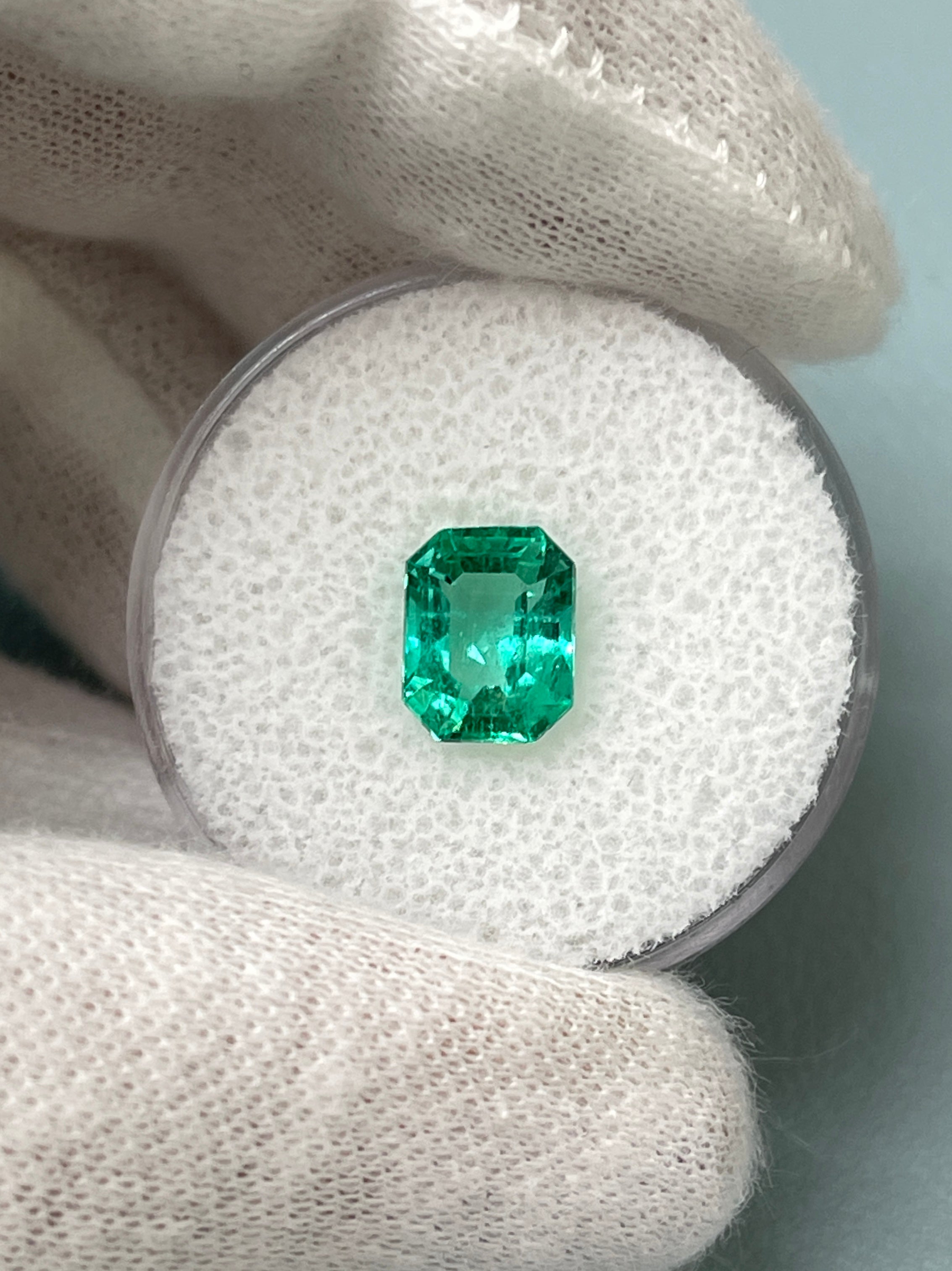 1.92 Carat 8.3x6.6 Ultra Glowy Bluish Green Natural Loose Colombian Emerald-Emerald Cut