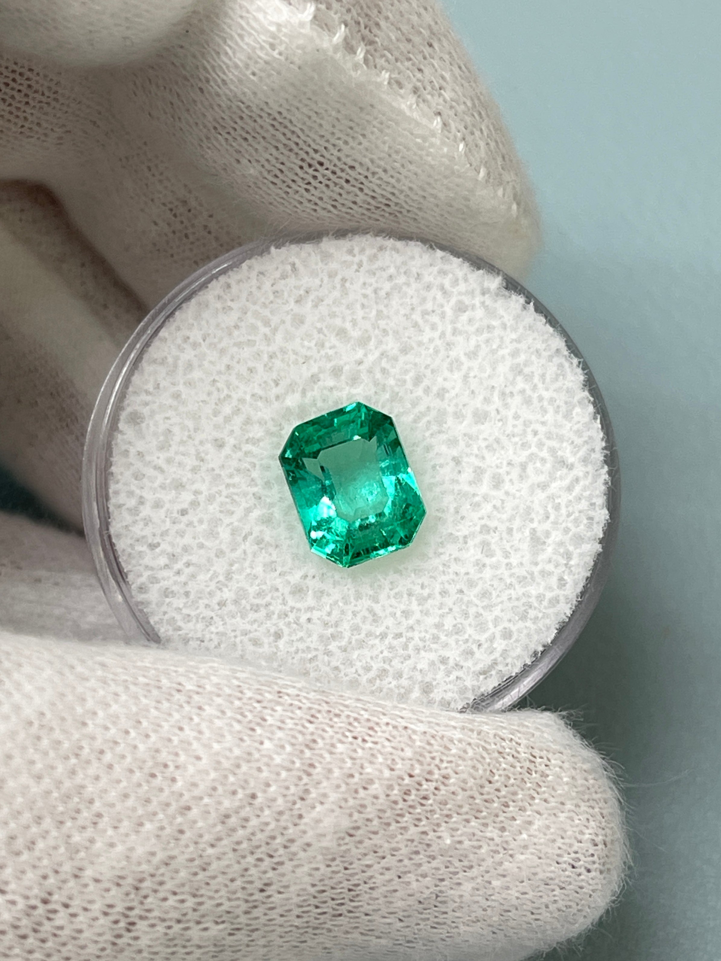 1.92 Carat 8.3x6.6 Ultra Glowy Bluish Green Natural Loose Colombian Emerald-Emerald Cut