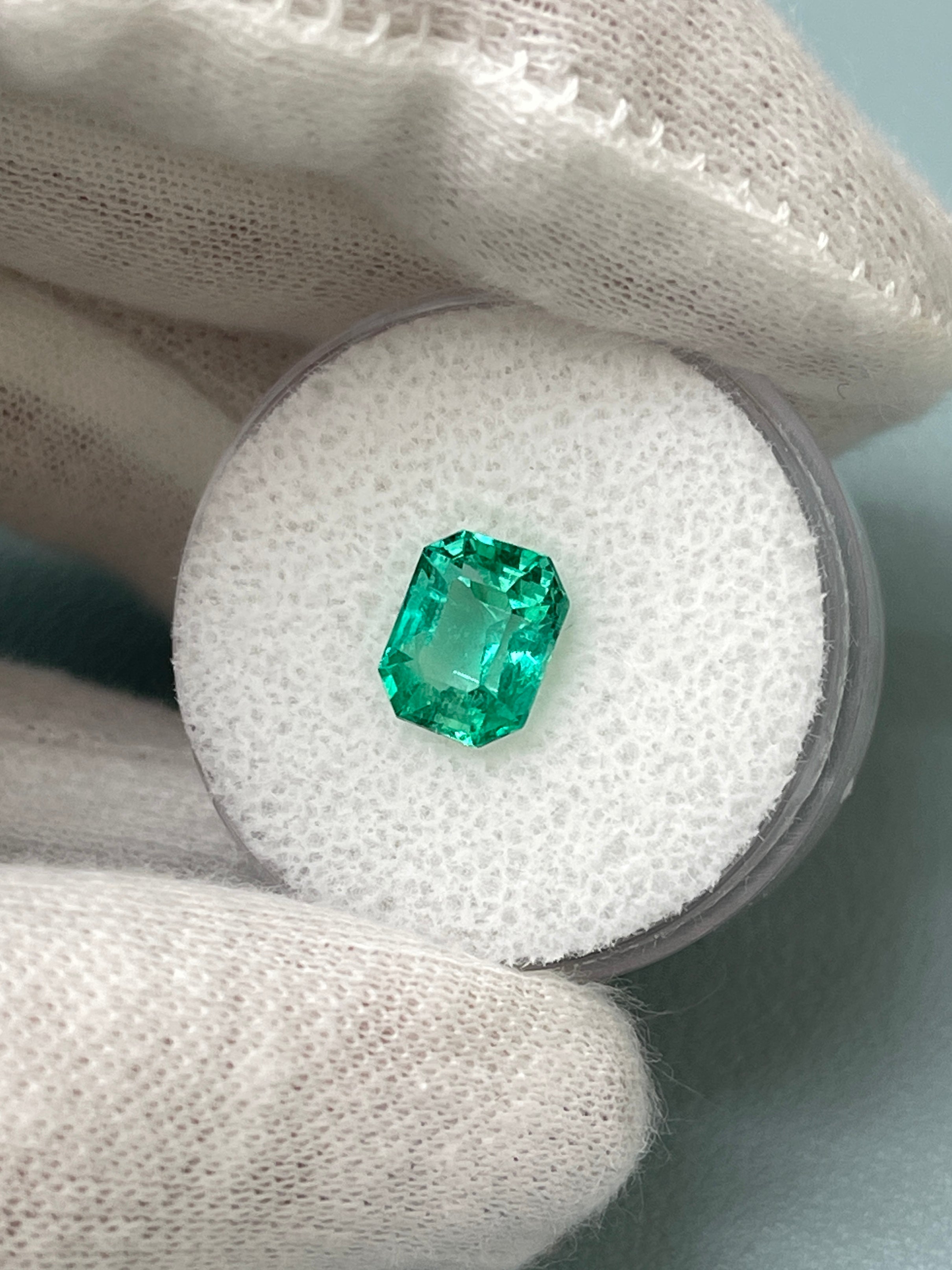 1.92 Carat 8.3x6.6 Ultra Glowy Bluish Green Natural Loose Colombian Emerald-Emerald Cut