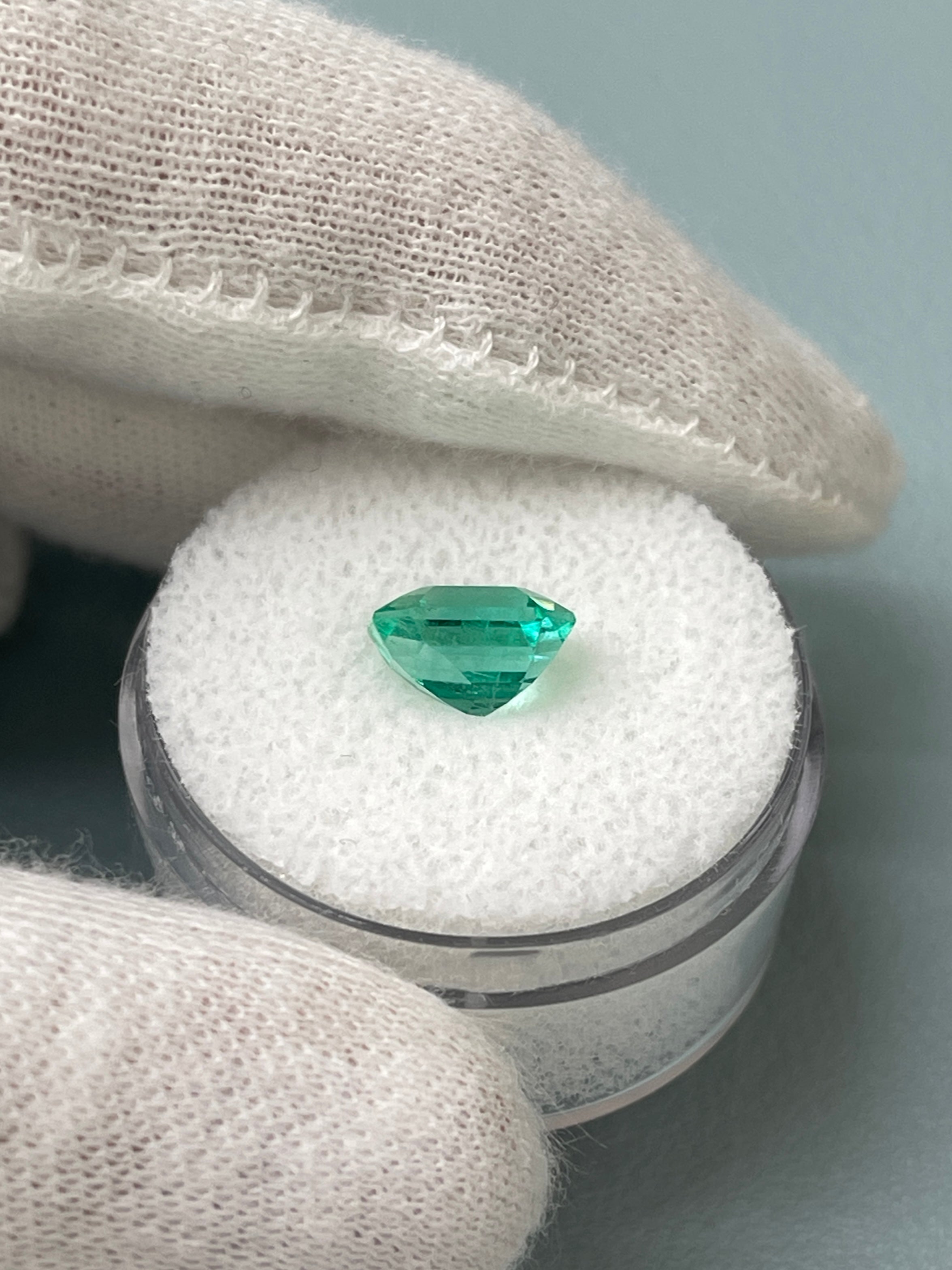 1.92 Carat 8.3x6.6 Ultra Glowy Bluish Green Natural Loose Colombian Emerald-Emerald Cut