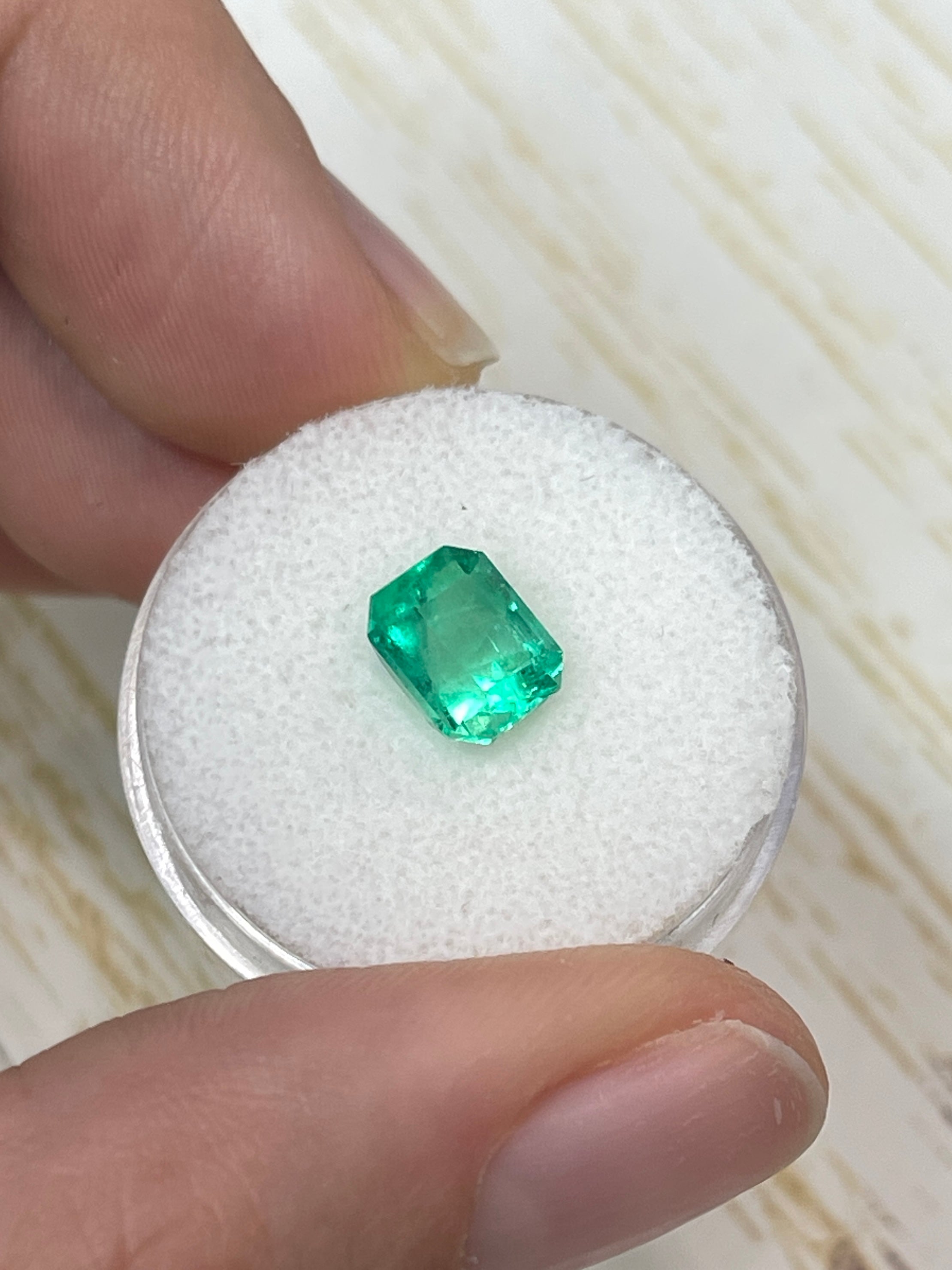 1.92 Carat 8x7 Vivacious Muzo Green Natural Loose Colombian Emerald- Emerald Cut - JR Colombian Emeralds