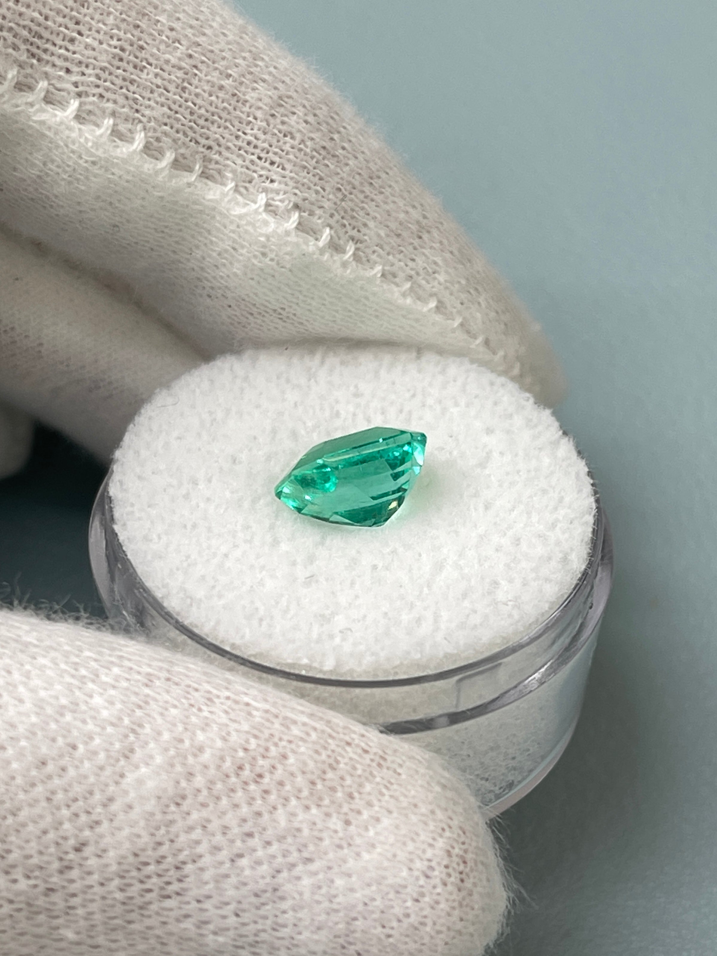 1.92 Carat 8.3x6.6 Ultra Glowy Bluish Green Natural Loose Colombian Emerald-Emerald Cut