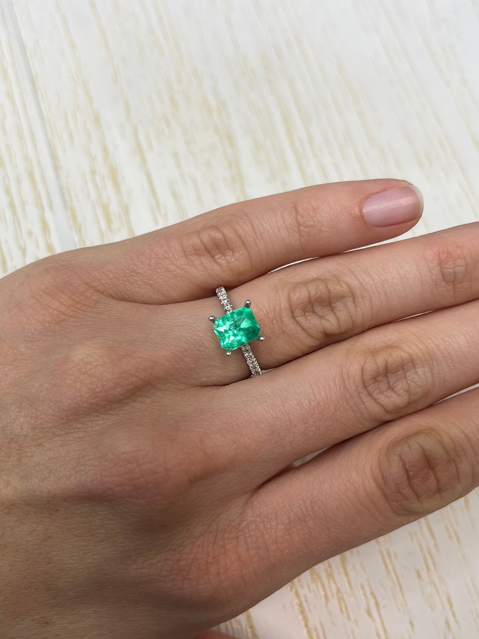 1.92 Carat 8x7 Vivacious Muzo Green Natural Loose Colombian Emerald- Emerald Cut - JR Colombian Emeralds