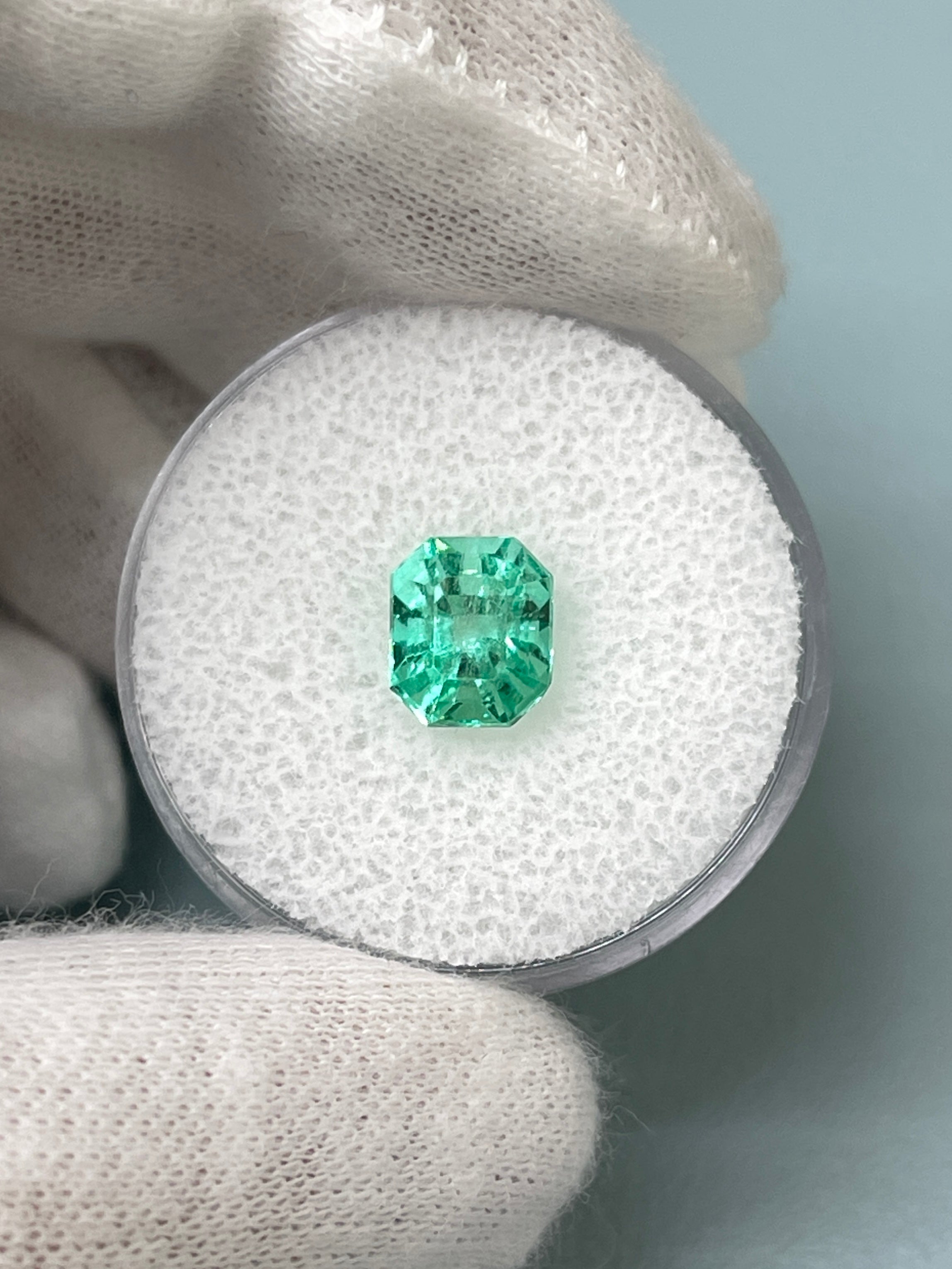 1.98 Carat 8x6.5 Lustrous Vibrant Green Natural Loose Colombian Emerald-Emerald Cut