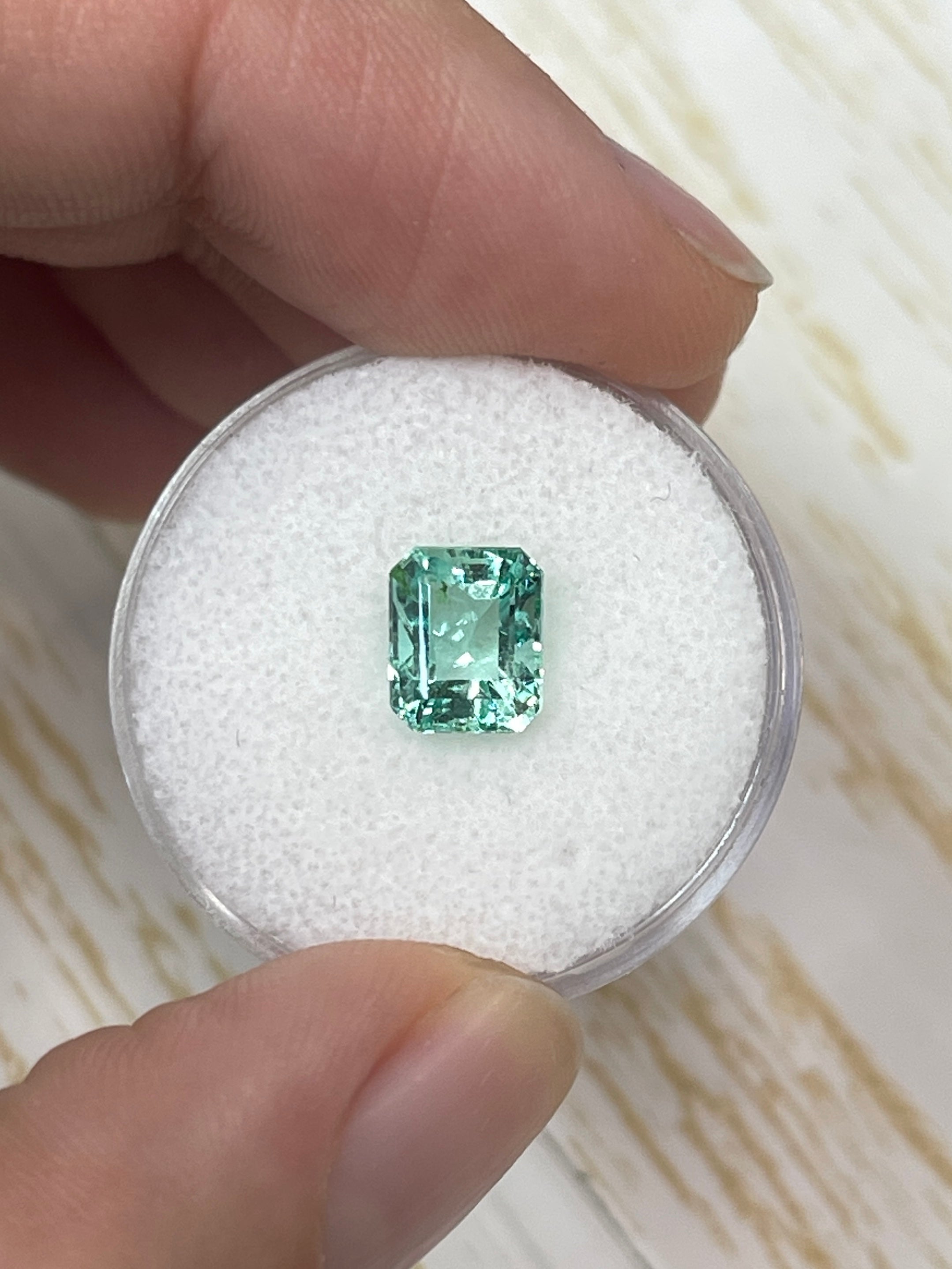 1.93 Carat Ultra Lustrous Seafoam Green Natural Loose Colombian Emerald-Emerald Cut - JR Colombian Emeralds