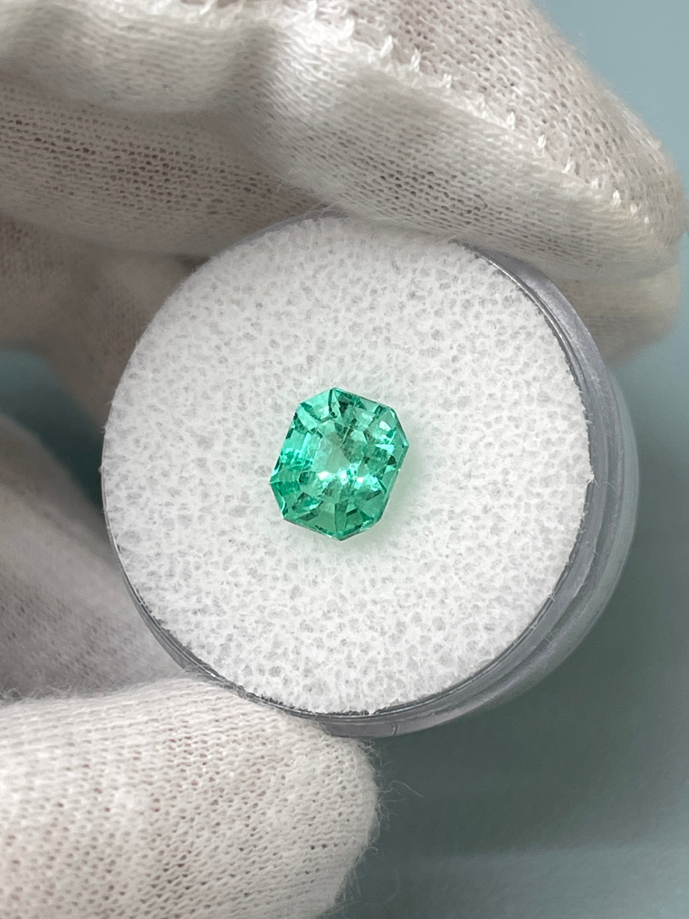 1.98 Carat 8x6.5 Lustrous Vibrant Green Natural Loose Colombian Emerald-Emerald Cut