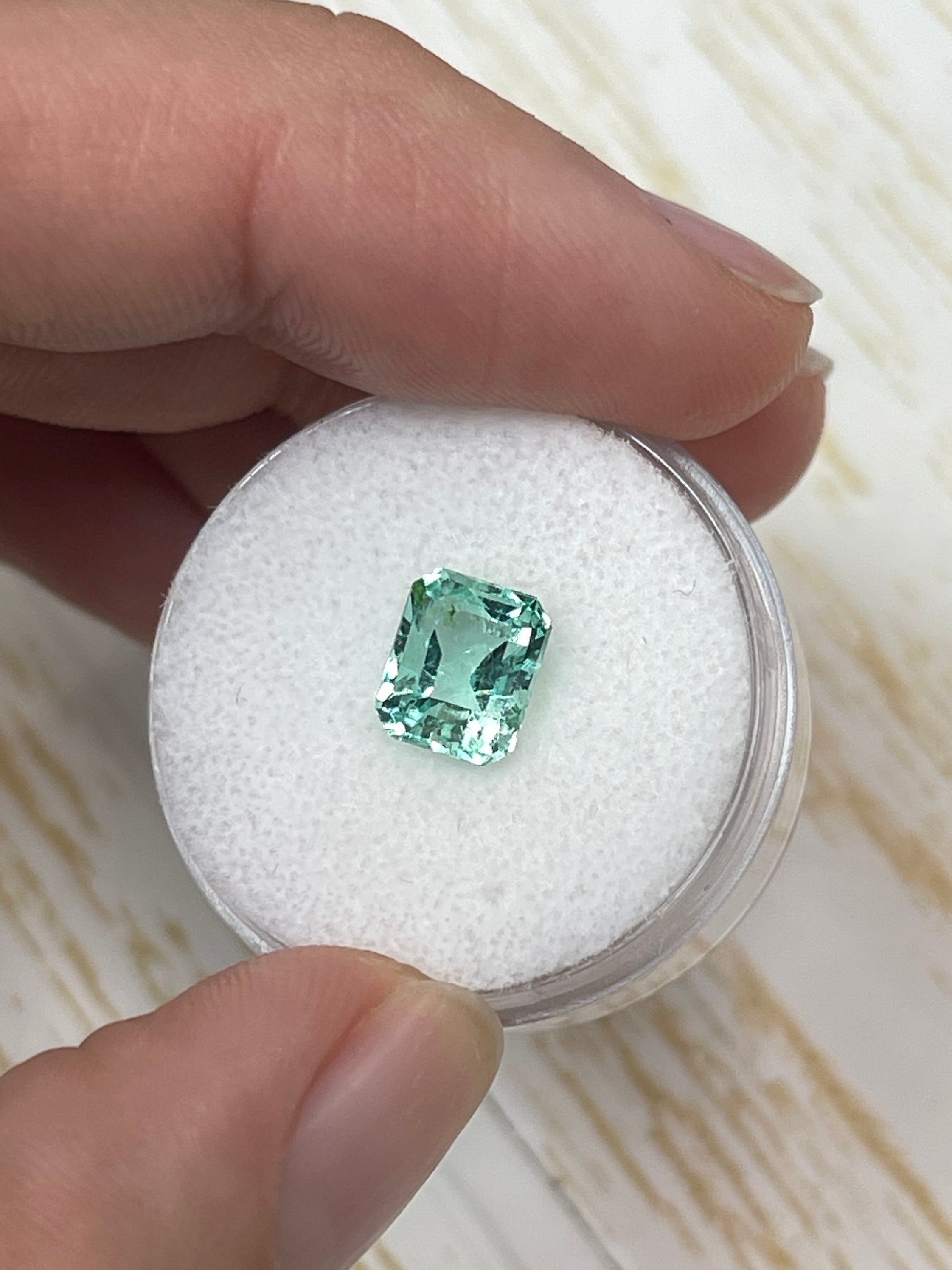 1.93 Carat Ultra Lustrous Seafoam Green Natural Loose Colombian Emerald-Emerald Cut - JR Colombian Emeralds