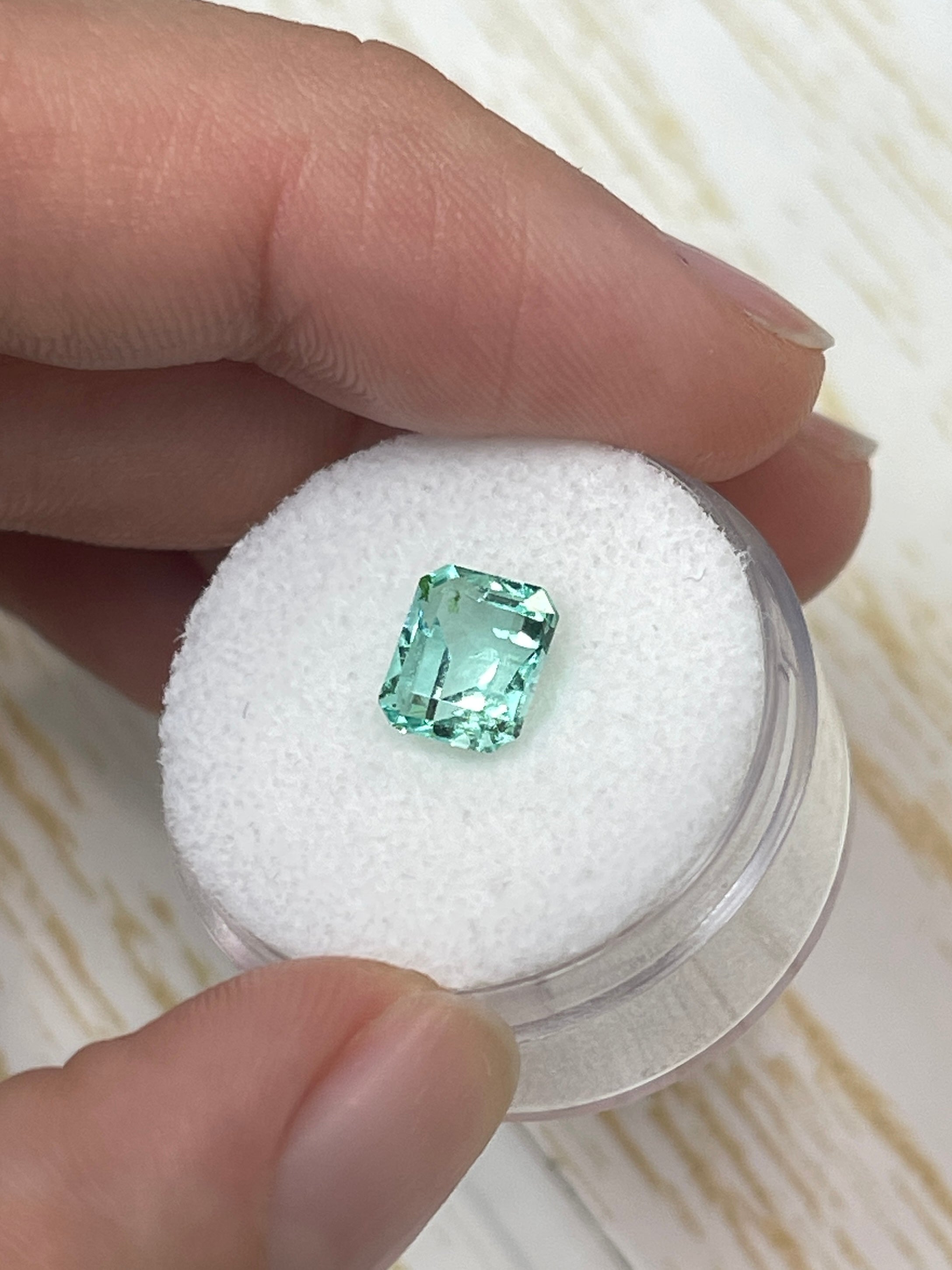 1.93 Carat Ultra Lustrous Seafoam Green Natural Loose Colombian Emerald-Emerald Cut - JR Colombian Emeralds