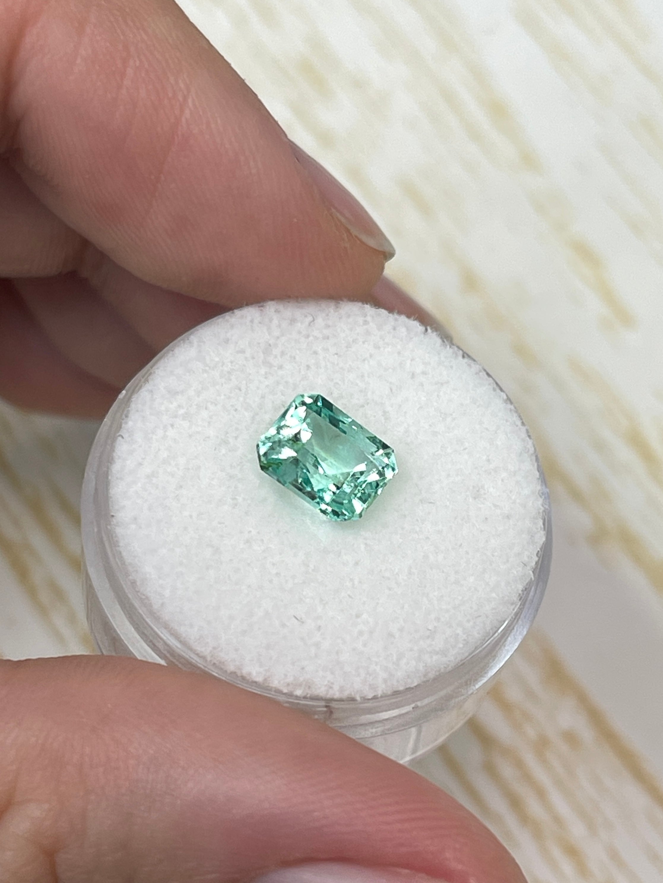 1.93 Carat Ultra Lustrous Seafoam Green Natural Loose Colombian Emerald-Emerald Cut - JR Colombian Emeralds