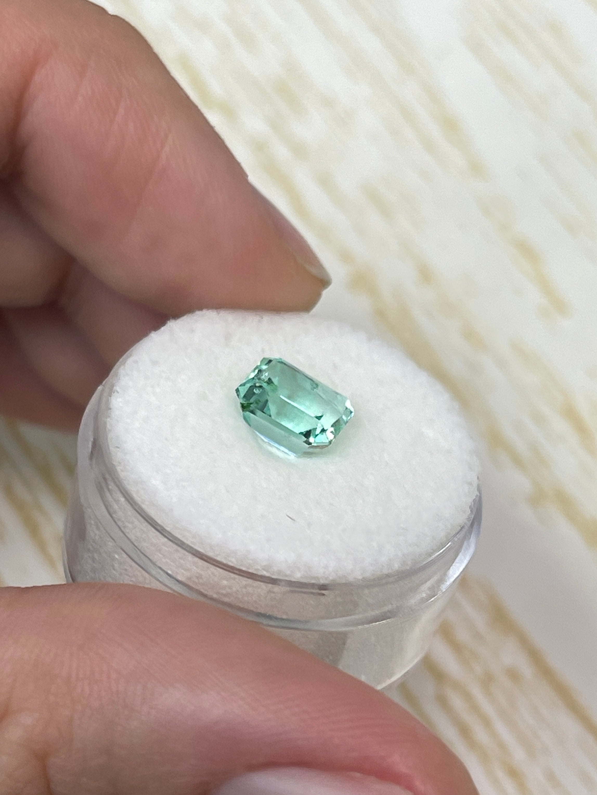 1.93 Carat Ultra Lustrous Seafoam Green Natural Loose Colombian Emerald-Emerald Cut - JR Colombian Emeralds