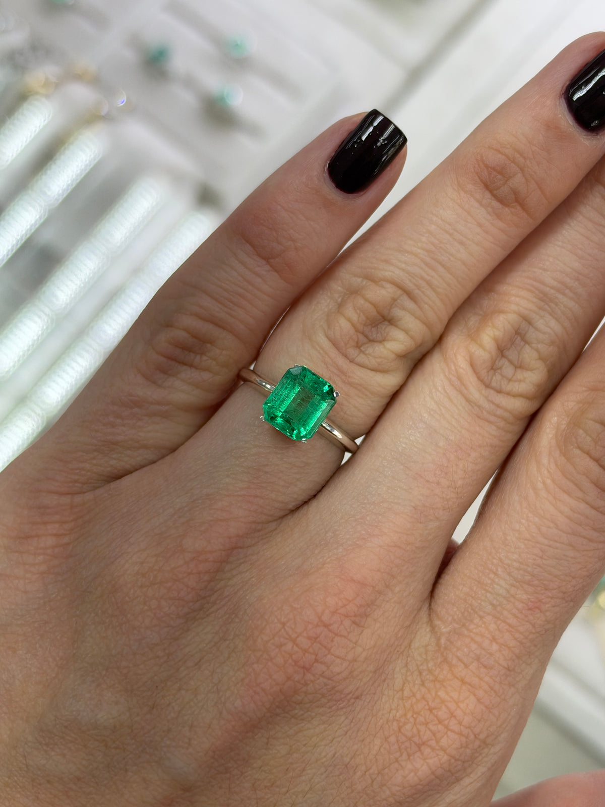 2.58 Carat 9x7.5 Crystalline Green Natural Loose Colombian Emerald- Emerald Cut
