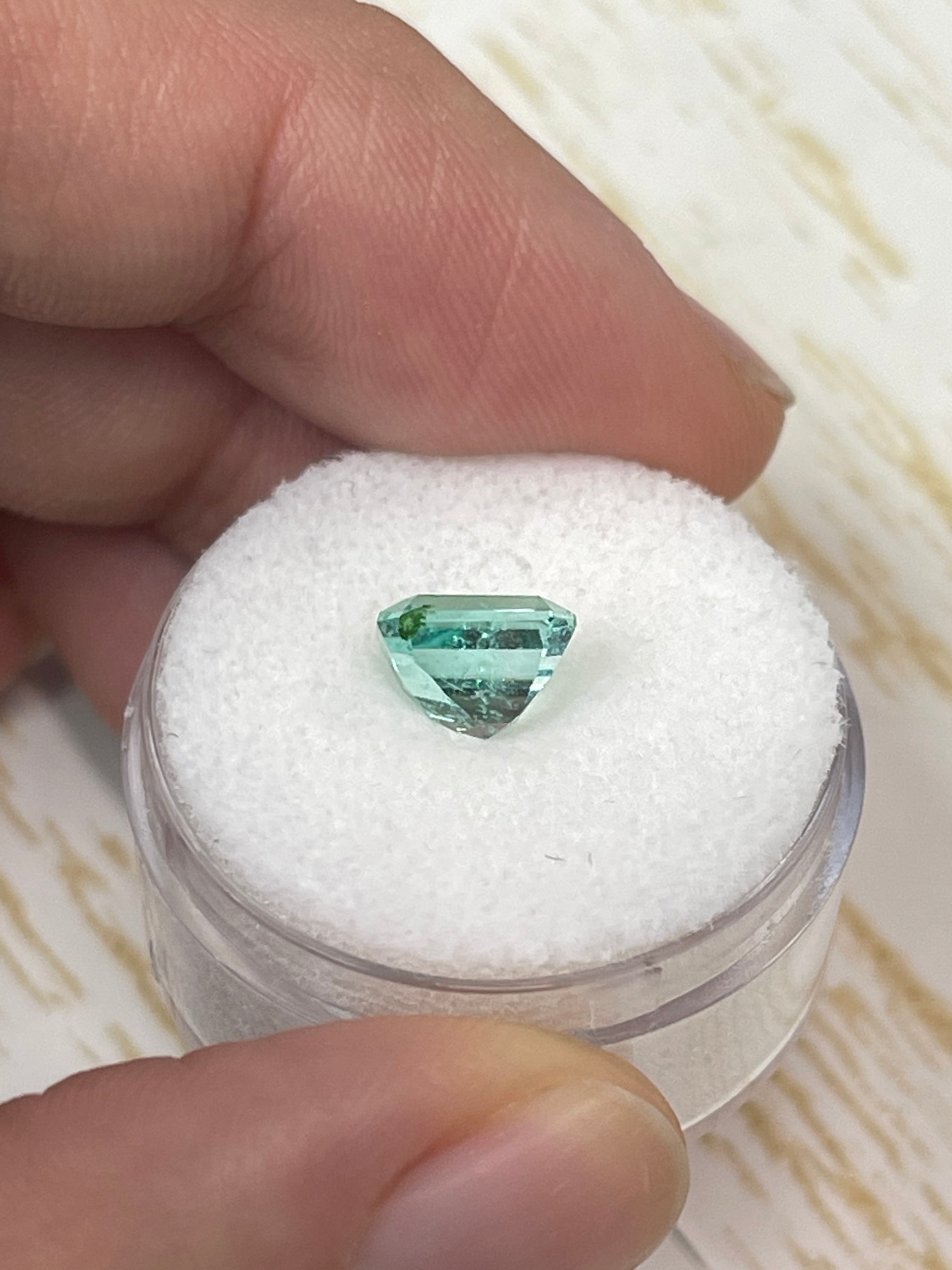 1.93 Carat Ultra Lustrous Seafoam Green Natural Loose Colombian Emerald-Emerald Cut - JR Colombian Emeralds