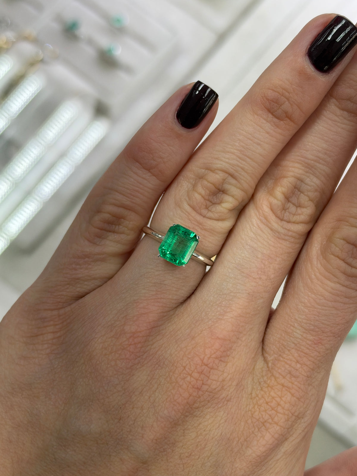 2.58 Carat 9x7.5 Crystalline Green Natural Loose Colombian Emerald- Emerald Cut