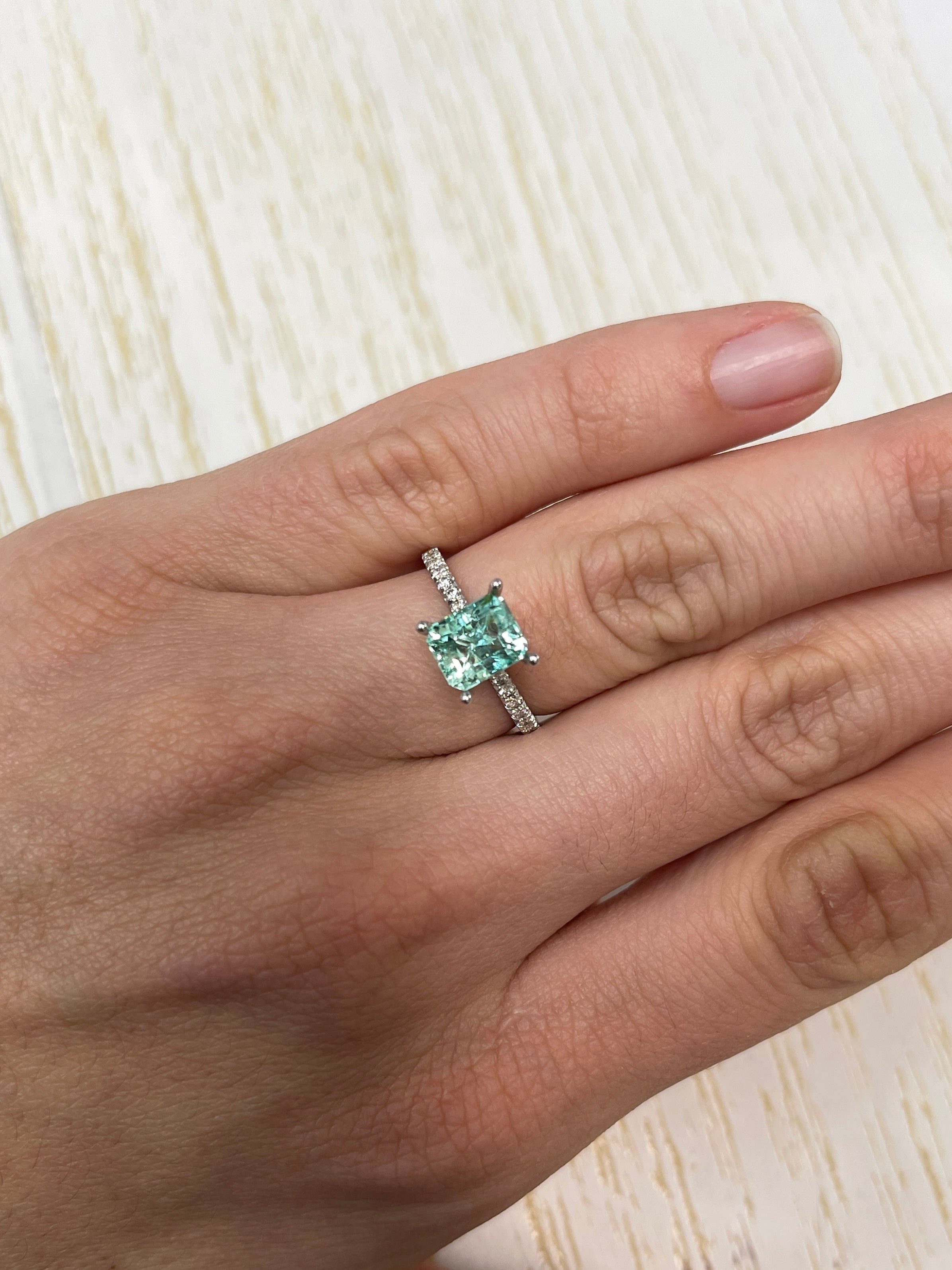 1.93 Carat Ultra Lustrous Seafoam Green Natural Loose Colombian Emerald-Emerald Cut - JR Colombian Emeralds