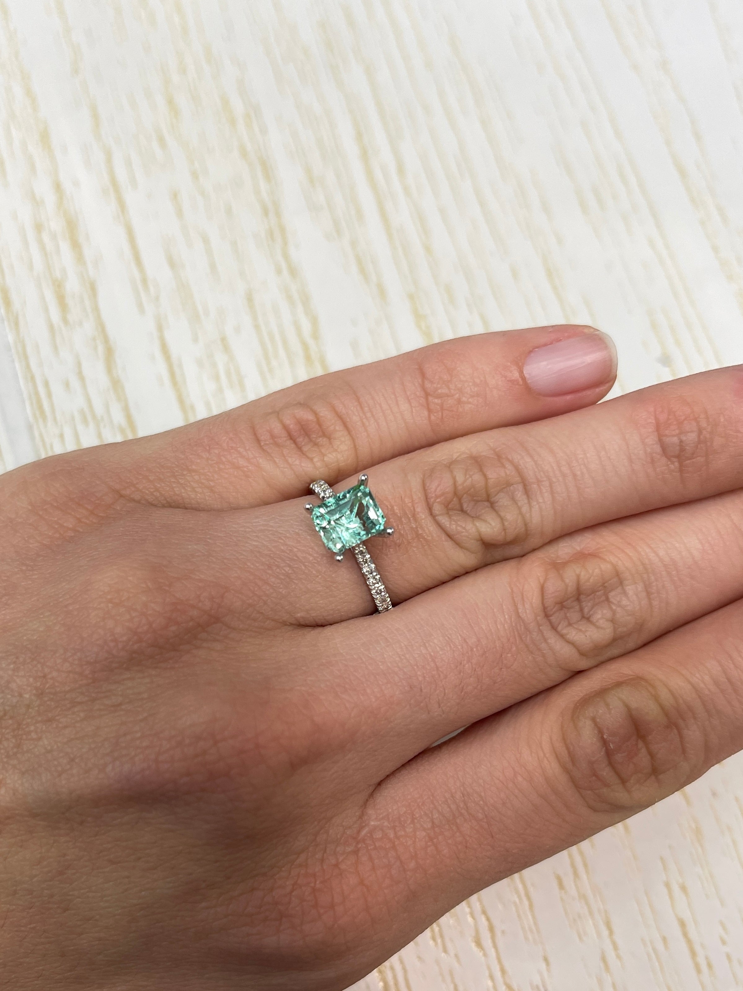 1.93 Carat Ultra Lustrous Seafoam Green Natural Loose Colombian Emerald-Emerald Cut - JR Colombian Emeralds