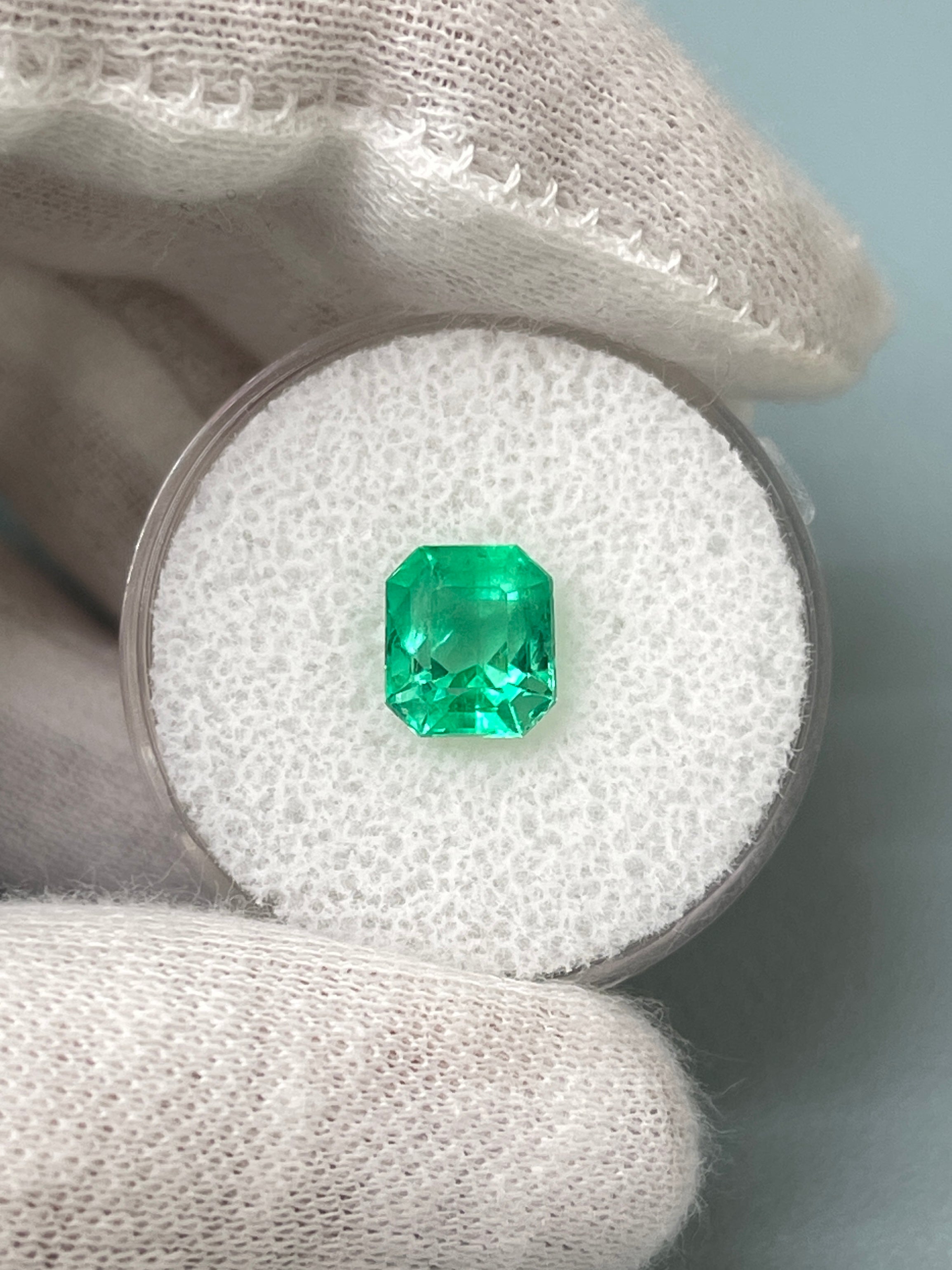 2.03 Carat Neon Yellowish Emerald Cut Natural Unset Colombian Emerald