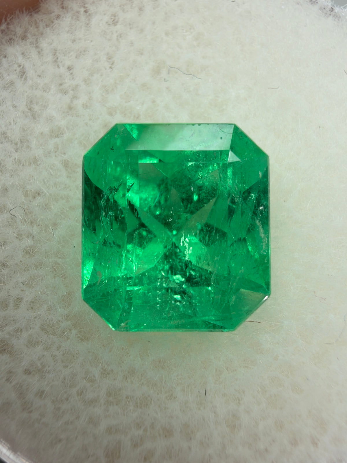 3.03 Carat Electric Yellowish Green Natural Loose Colombian Emerald- Chunky Emerald Cut
