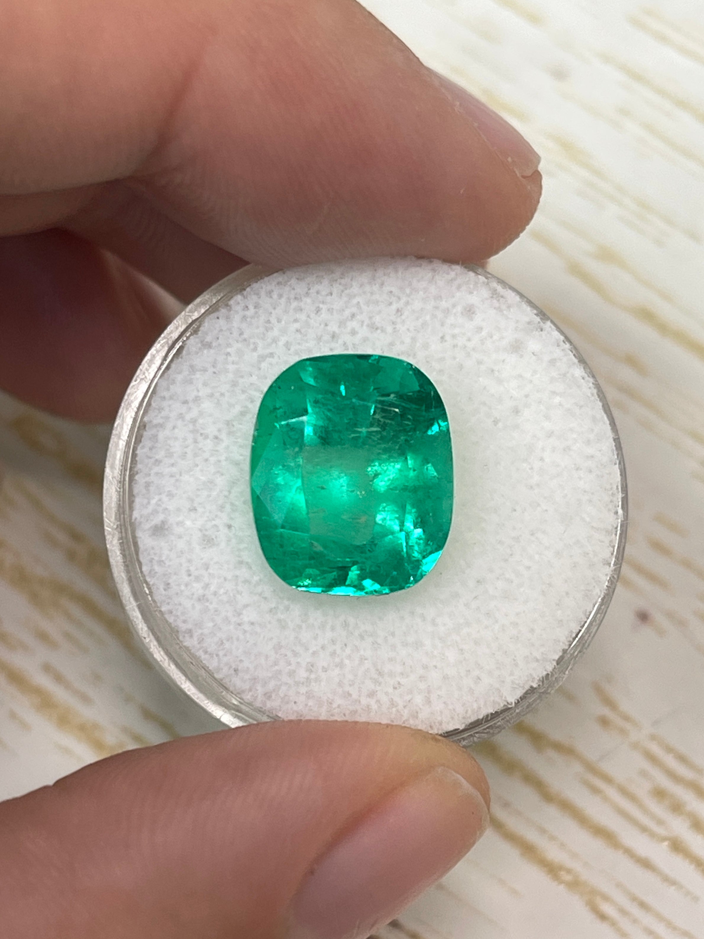 Cushion-Cut Colombian Emerald - 7.08 Carat, 13x11 Muzo Green, Natural Loose Gem