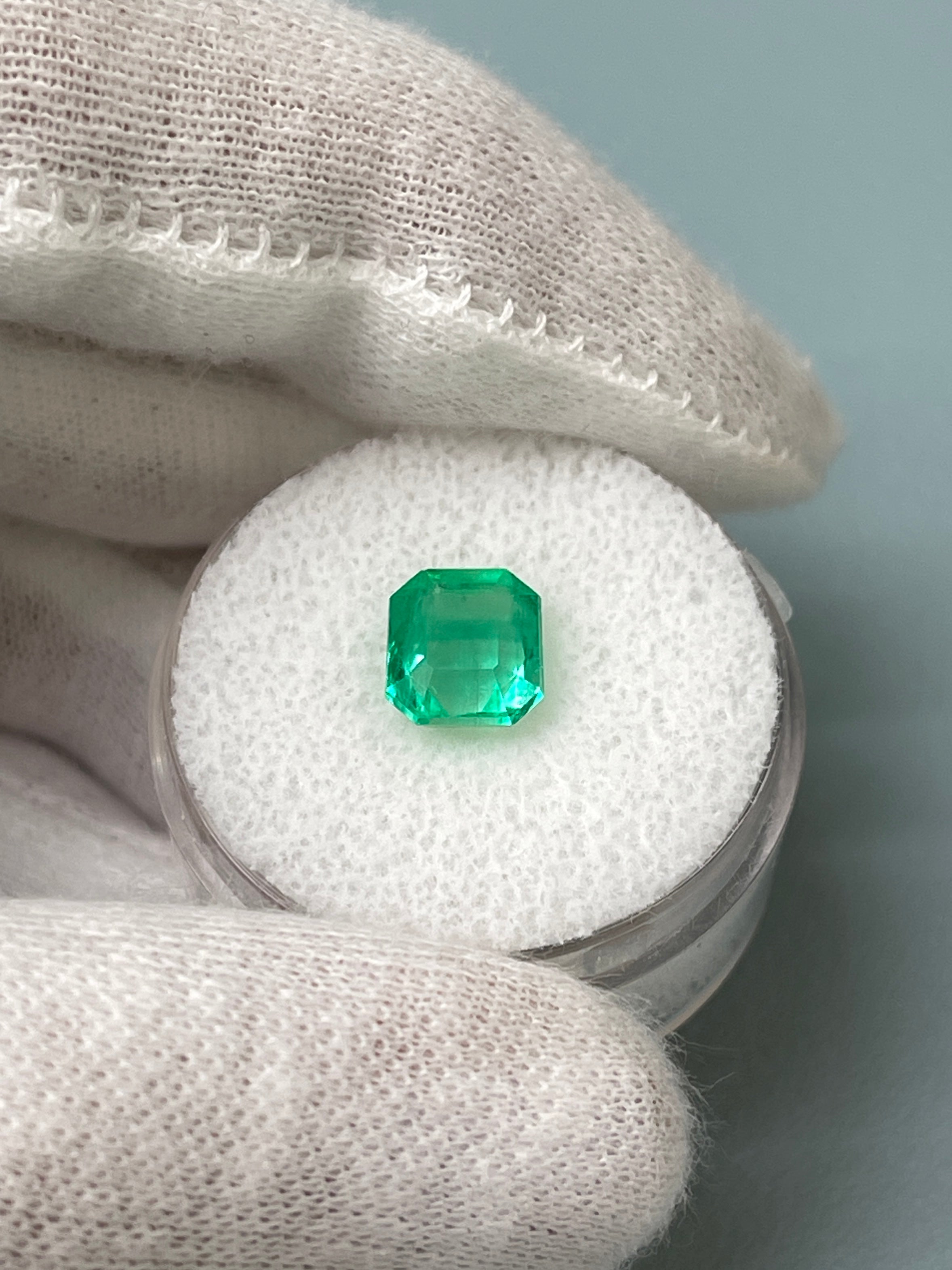 2.03 Carat Neon Yellowish Emerald Cut Natural Unset Colombian Emerald