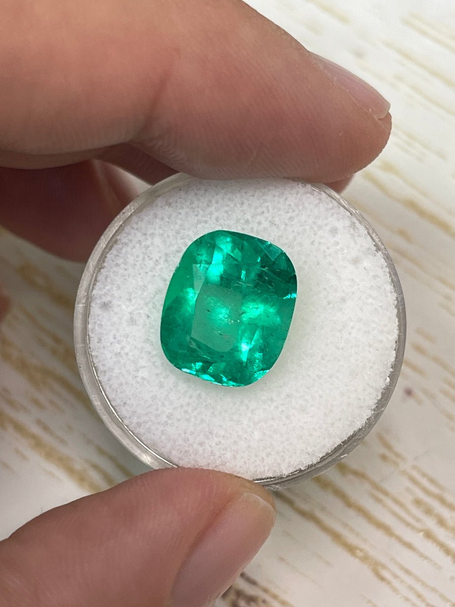 7.08 Carat Cushion-Shaped Muzo Green Colombian Emerald - Unmounted & Natural