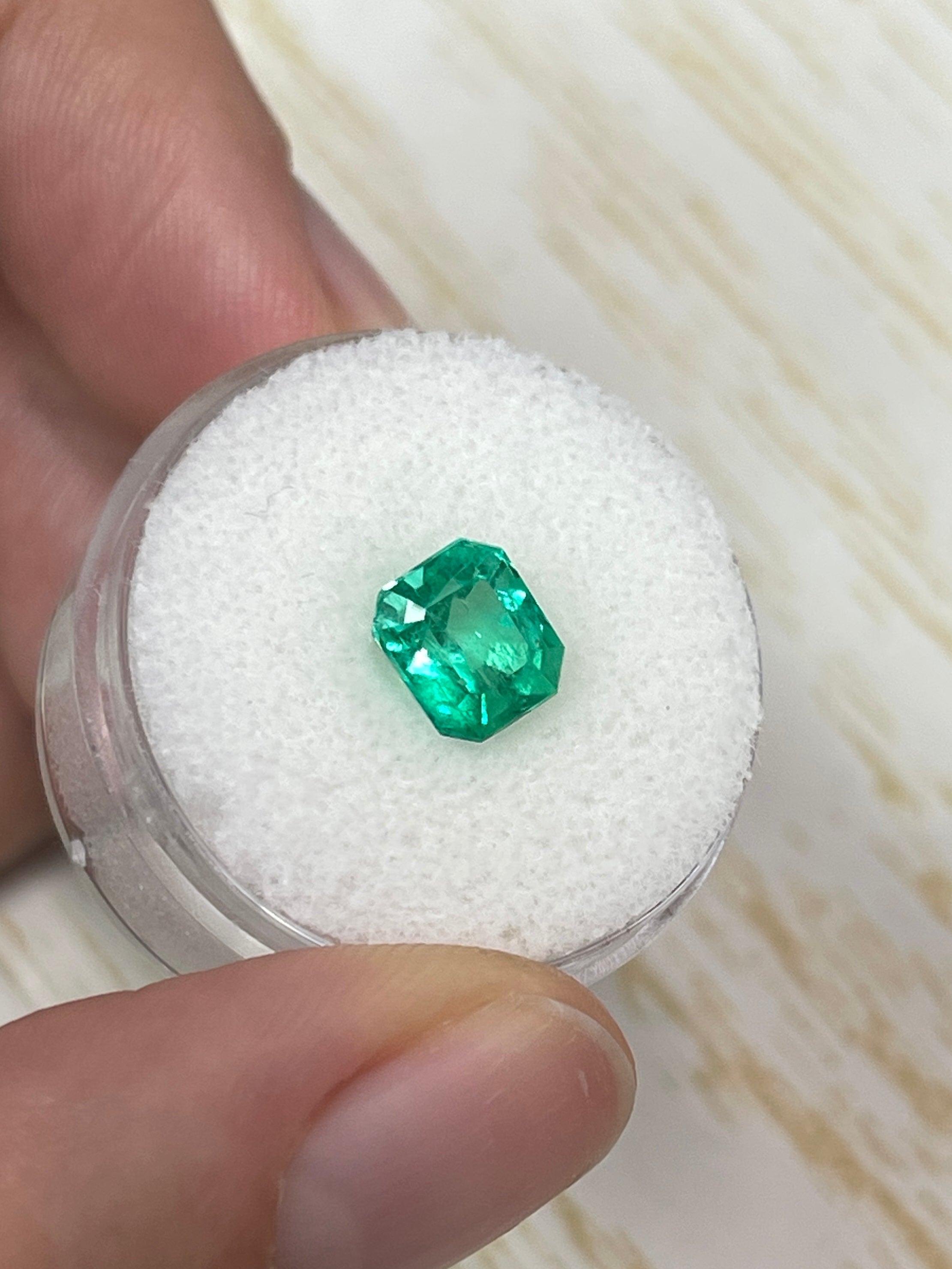 1.96 Carat 7.6x6.7 Vivid GLOWING Green Natural Loose Colombian Emerald-Emerald Cut - JR Colombian Emeralds