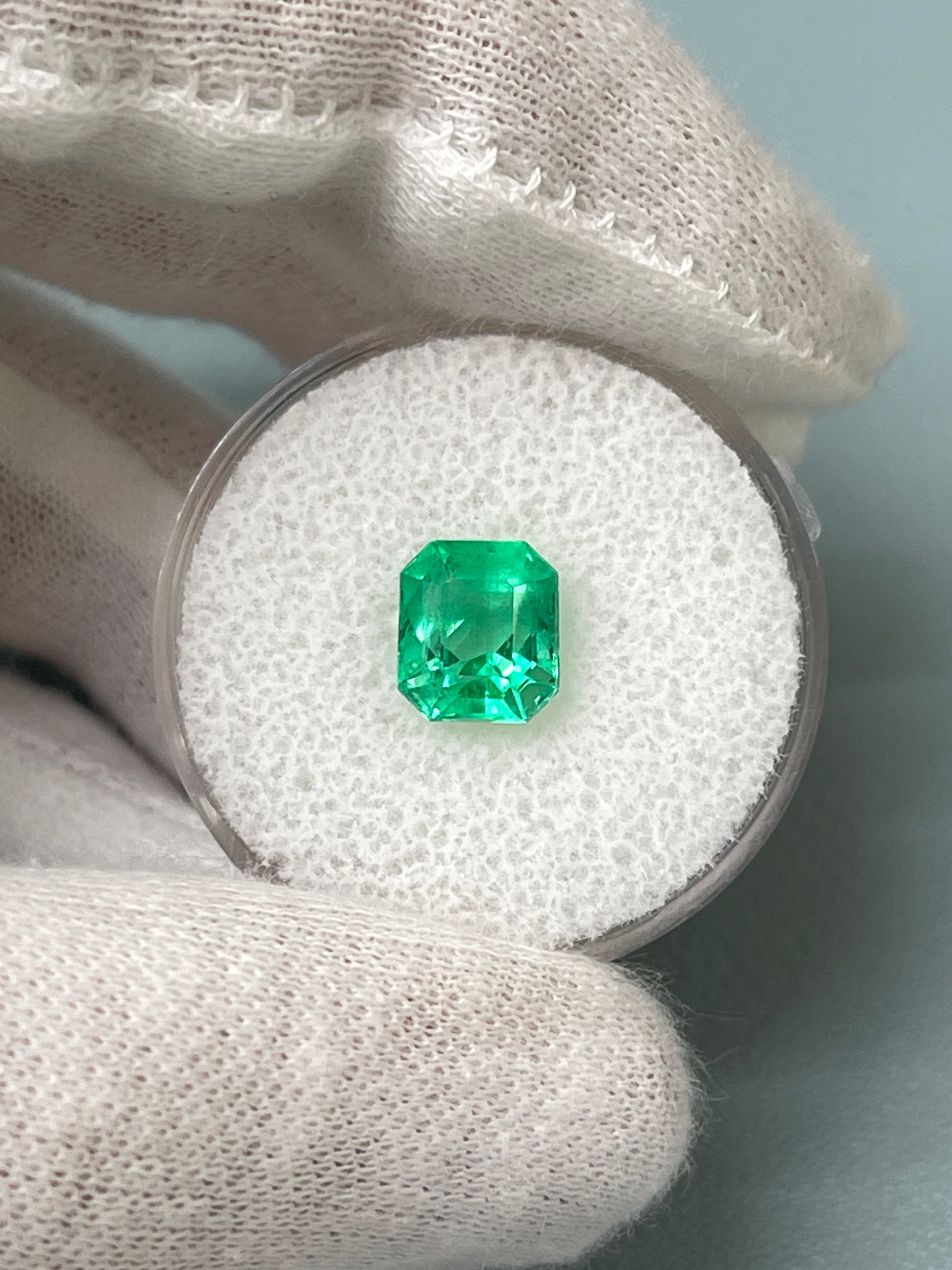 2.03 Carat Neon Yellowish Emerald Cut Natural Unset Colombian Emerald