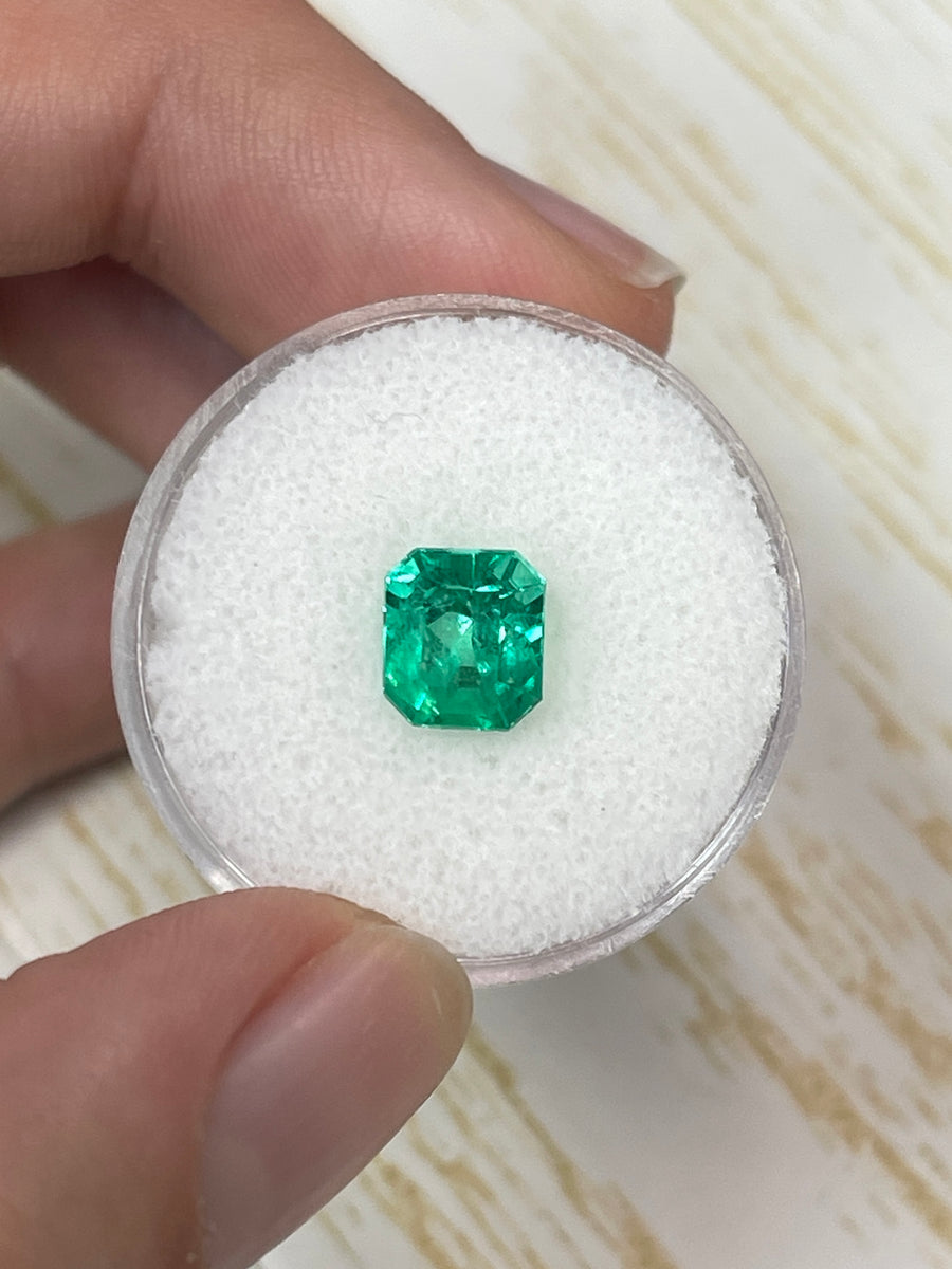 1.96 Carat 7.6x6.7 Vivid GLOWING Green Natural Loose Colombian Emerald-Emerald Cut