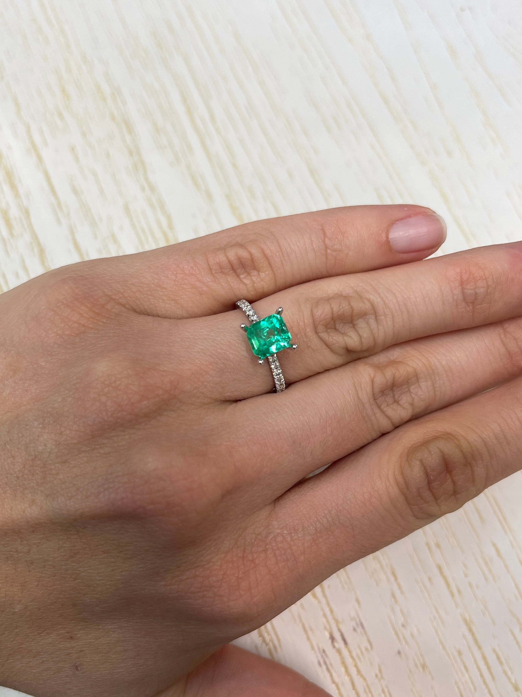 1.96 Carat 7.6x6.7 Vivid GLOWING Green Natural Loose Colombian Emerald-Emerald Cut - JR Colombian Emeralds