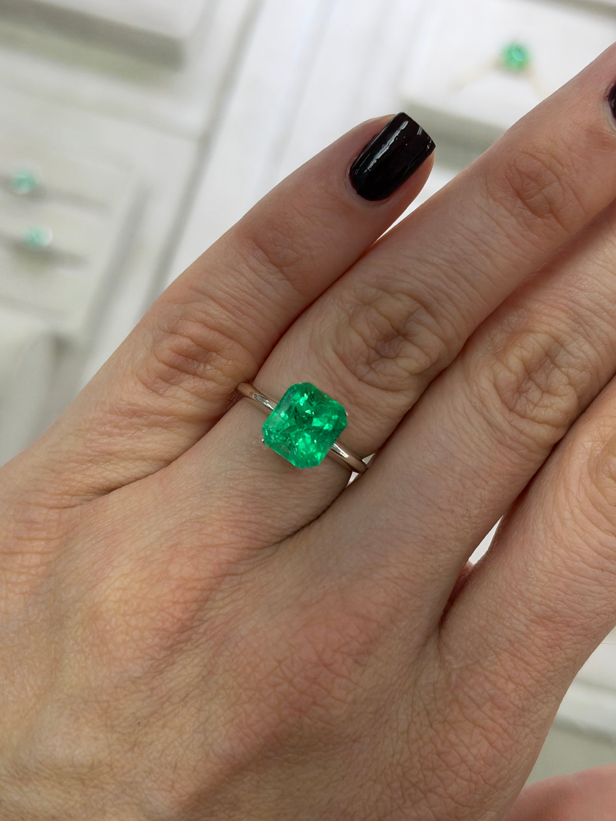 3.03 Carat Electric Yellowish Green Natural Loose Colombian Emerald- Chunky Emerald Cut