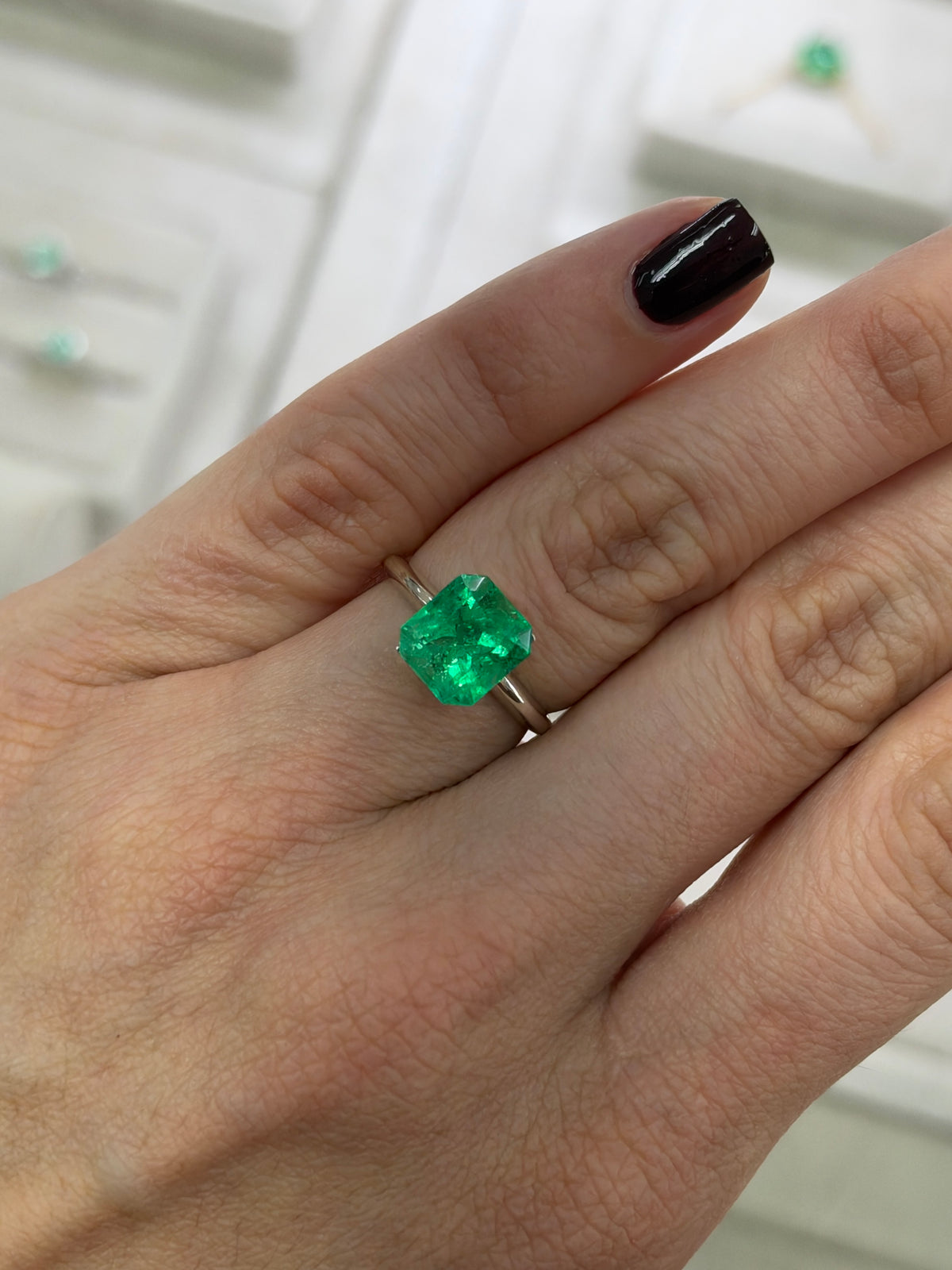 3.03 Carat Electric Yellowish Green Natural Loose Colombian Emerald- Chunky Emerald Cut
