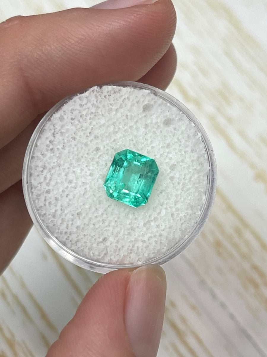 2.03 Carat 8x7 Eye Clean Bluish Green Emerald Cut Natural Unset Colombian Emerald
