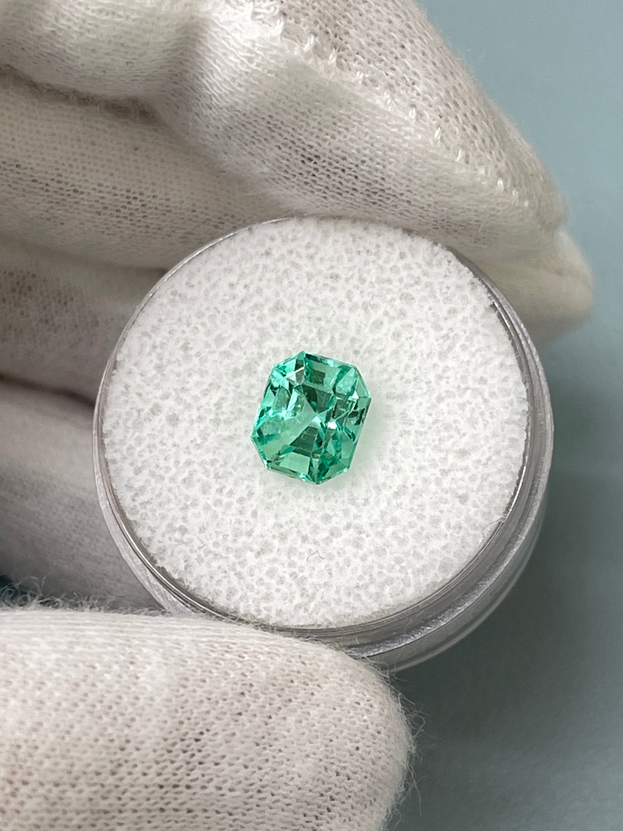 2.05 Carat 8x6.5 VS Ultra Lustrous Minty Green Natural Loose Colombian Emerald-Emerald Cut