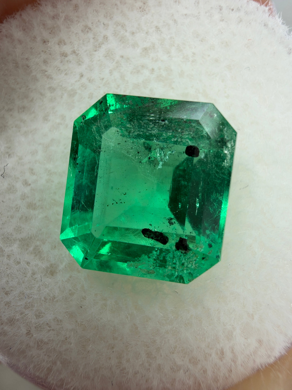 4.01 Carat 10x9 Carbon Inclusion Bluish Green Natural Loose Colombian Emerald-Asscher Cut