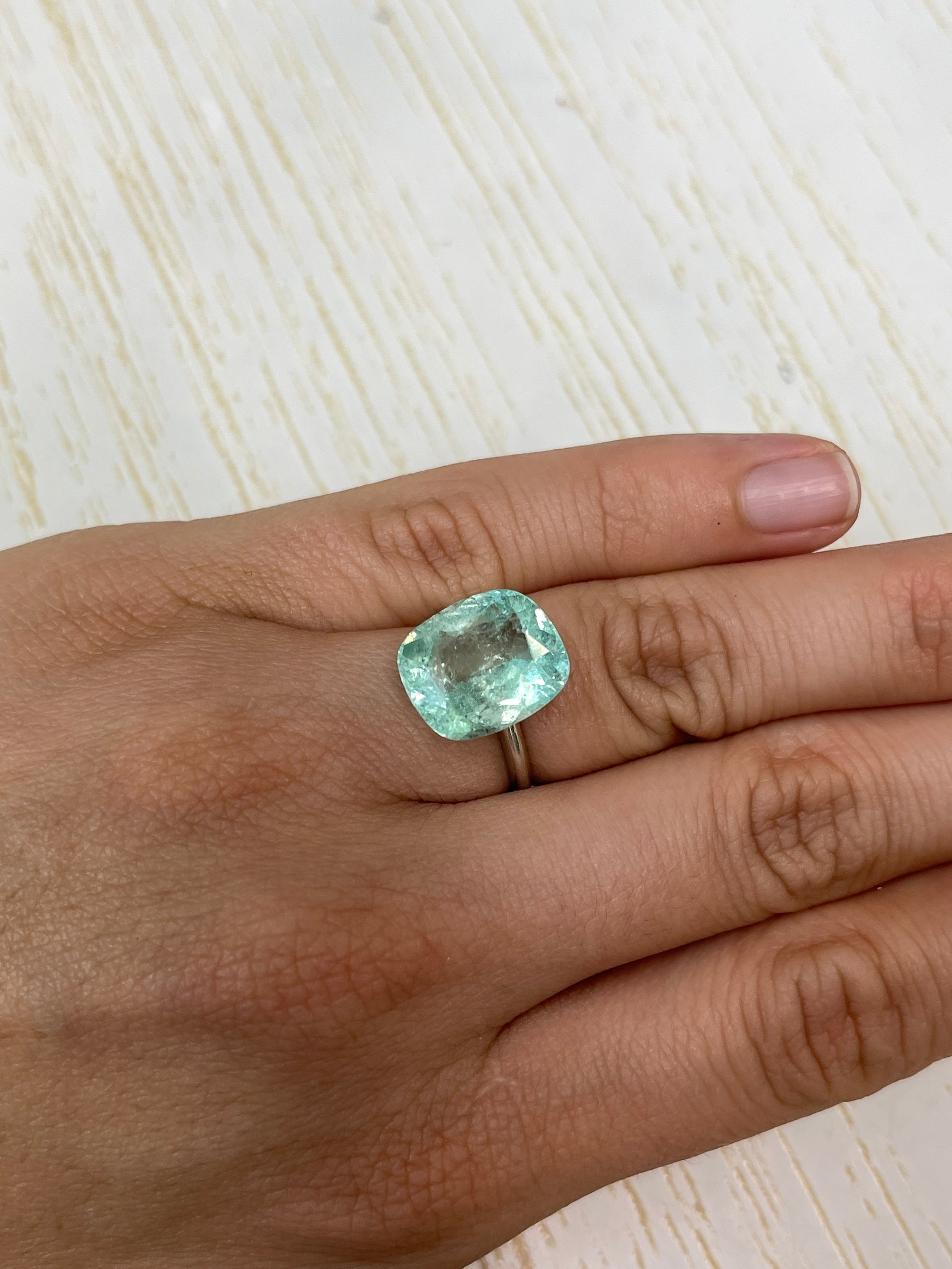 8.94 Carat 15x13 Light Green Natural Loose Colombian Emerald-Cushion Cut - JR Colombian Emeralds