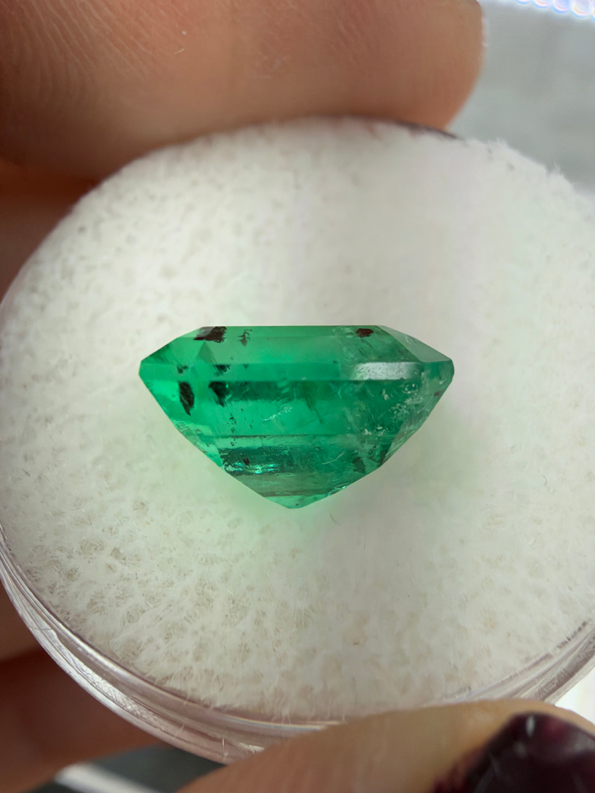 4.01 Carat 10x9 Carbon Inclusion Bluish Green Natural Loose Colombian Emerald-Asscher Cut