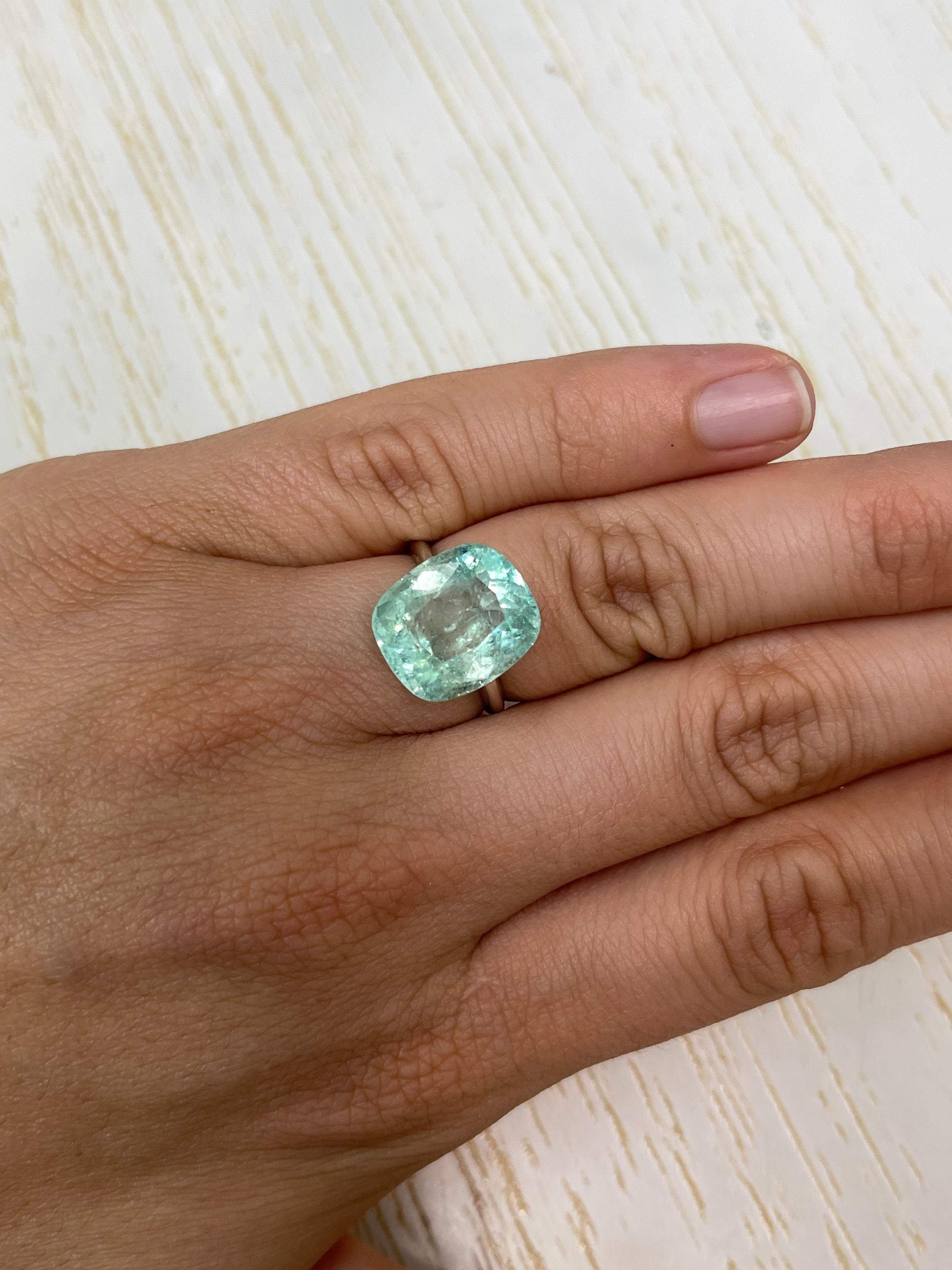 8.94 Carat 15x13 Light Green Natural Loose Colombian Emerald-Cushion Cut - JR Colombian Emeralds