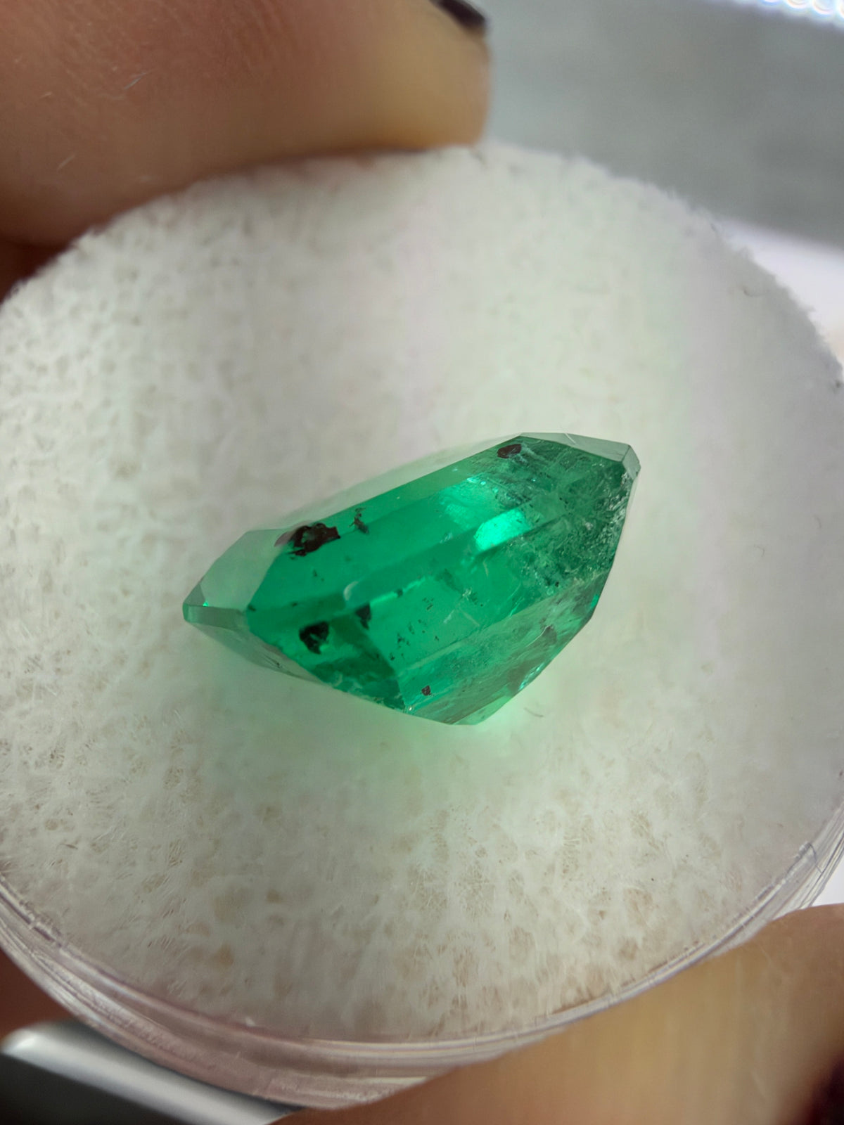 4.01 Carat 10x9 Carbon Inclusion Bluish Green Natural Loose Colombian Emerald-Asscher Cut