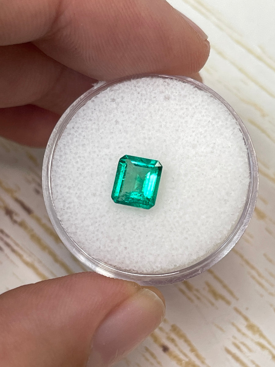 Vibrant Green Natural Colombian Emerald - 0.90 Carat Emerald Cut Stone