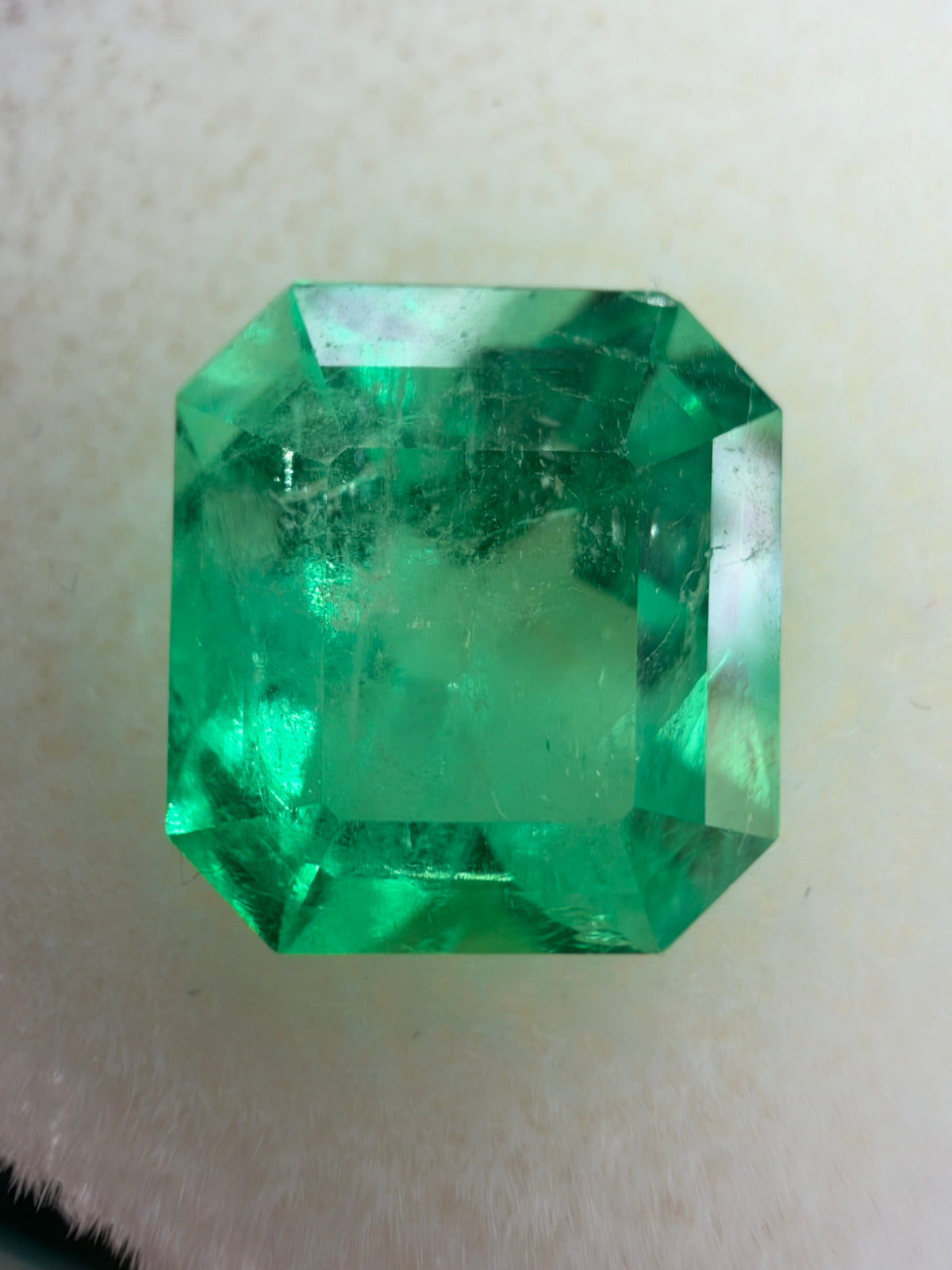 4.44 Carat 10x9 Yellowish Green Natural Loose Colombian Emerald-Asscher Cut