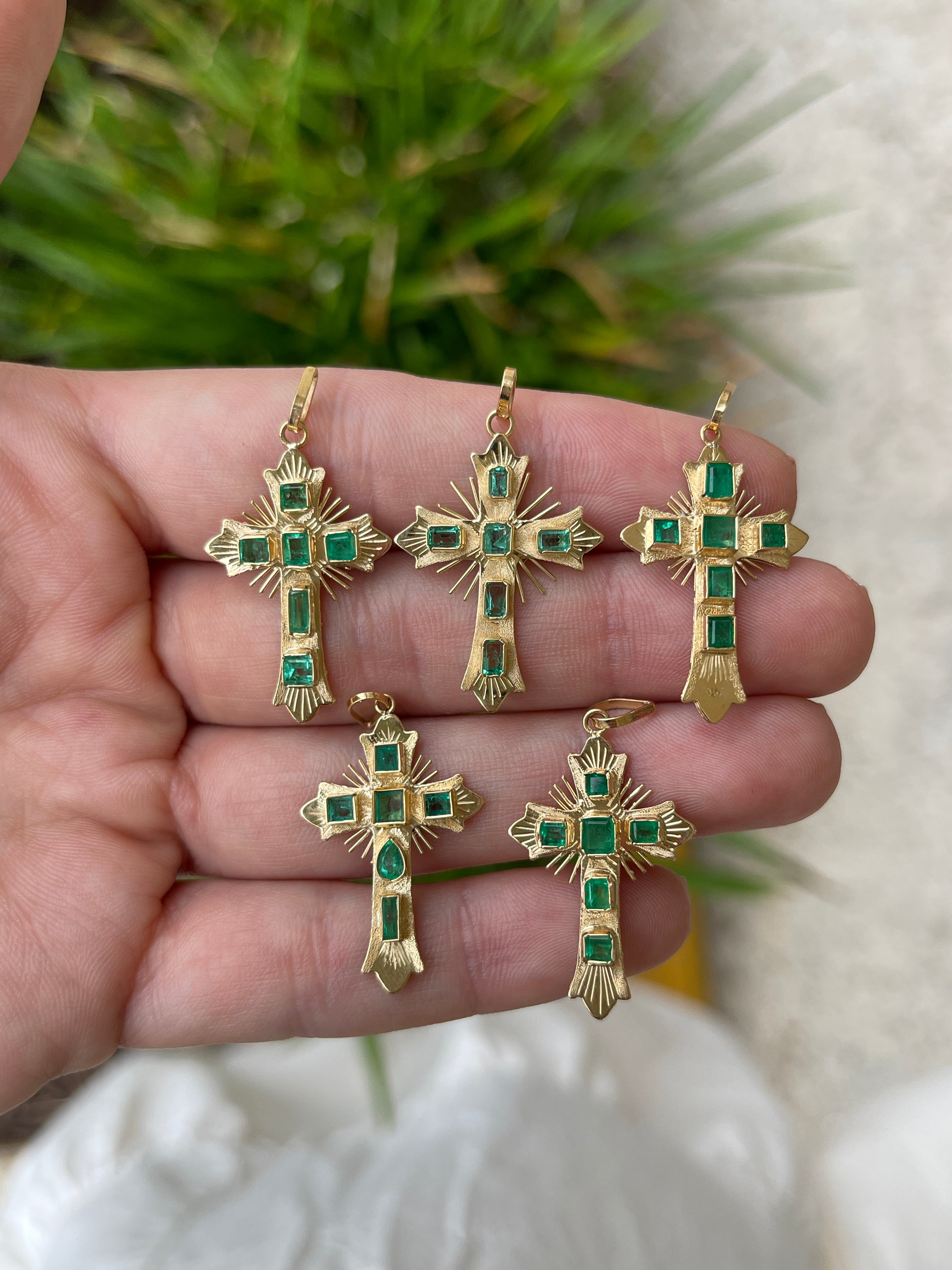 As seen on Instagram: Pre Columbian Inspired 18K Colombian Emerald Crosses