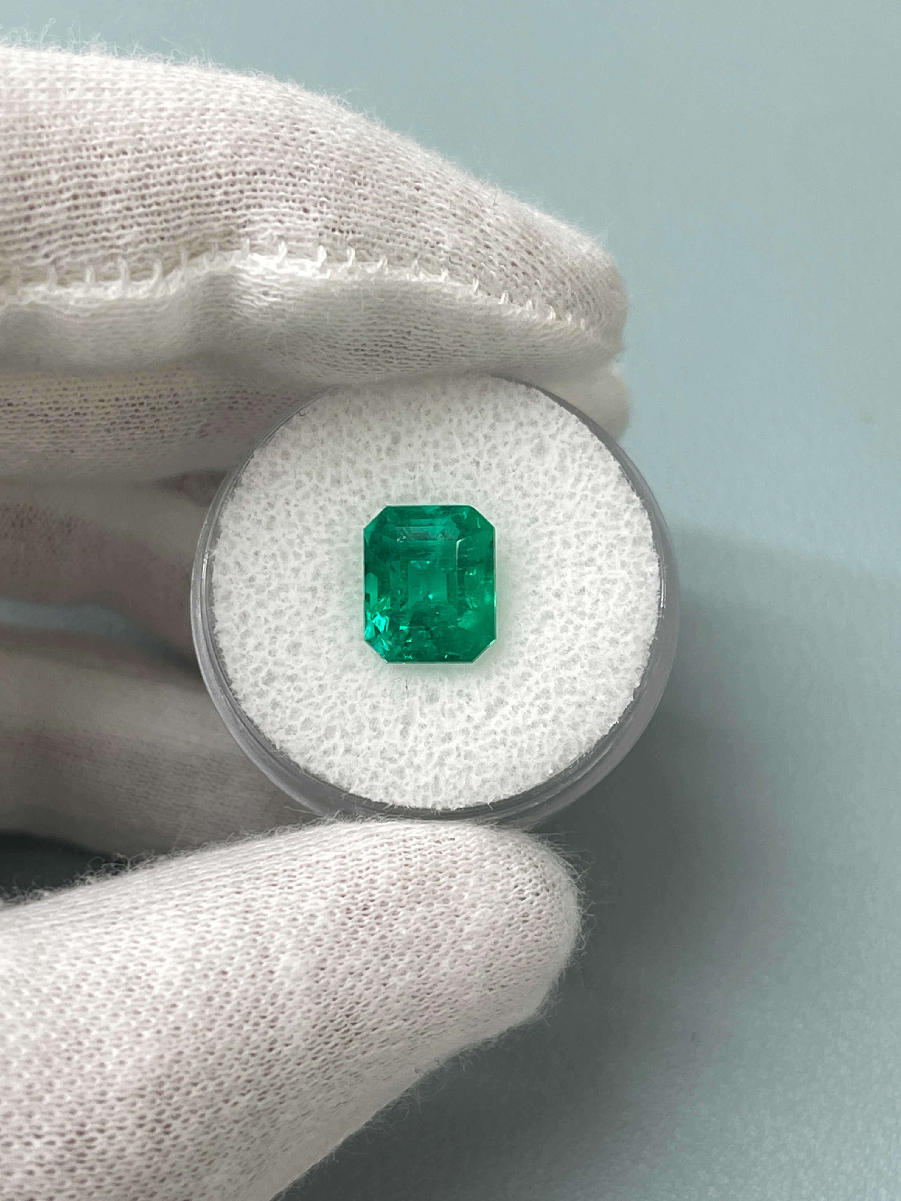 3.43 Carat AAA+ Vivid Bluish Green Natural Loose Colombian Emerald-Emerald Cut