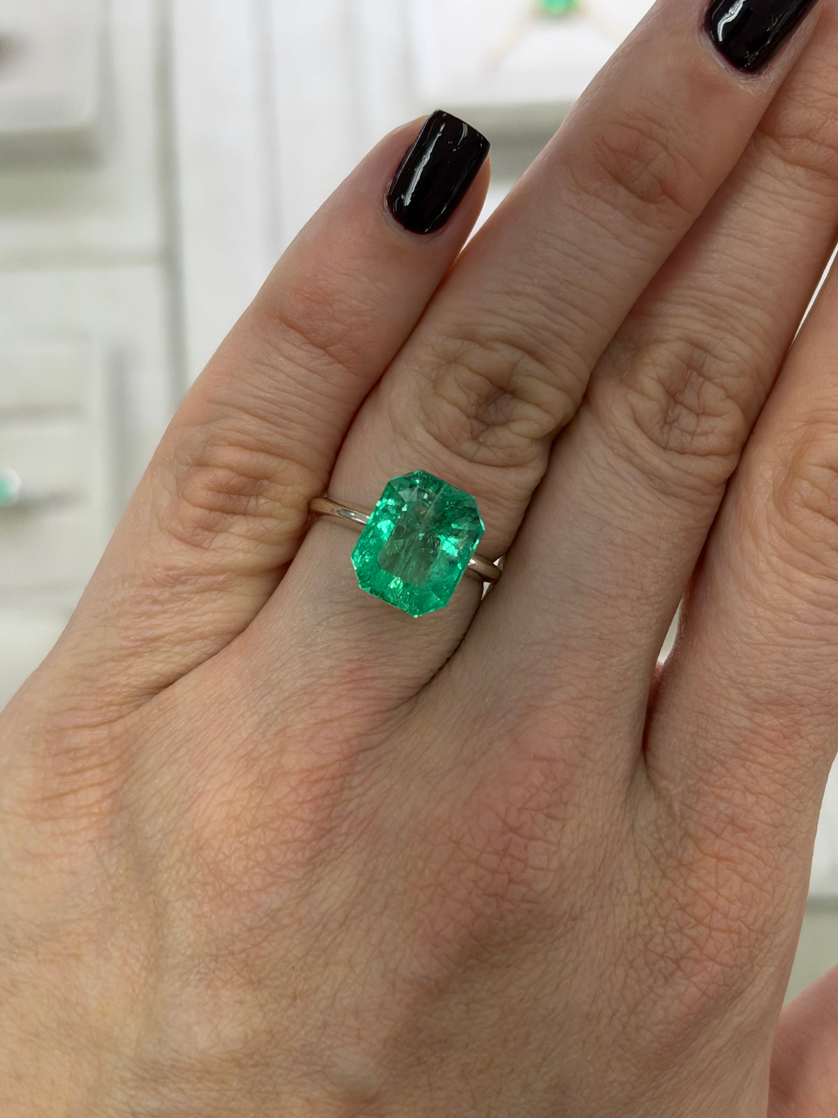 5.83 Carat 12x10 Vibrant Natural Loose Colombian Emerald-Classic Emerald Cut