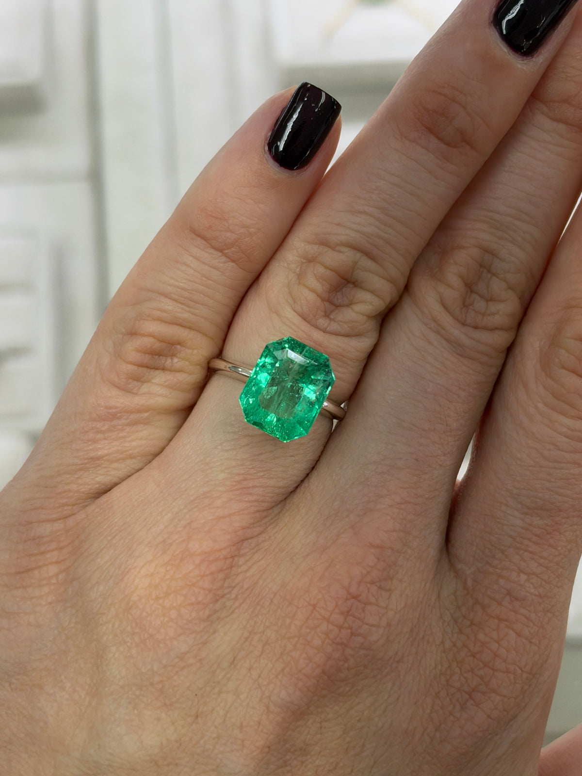 5.83 Carat 12x10 Vibrant Natural Loose Colombian Emerald-Classic Emerald Cut