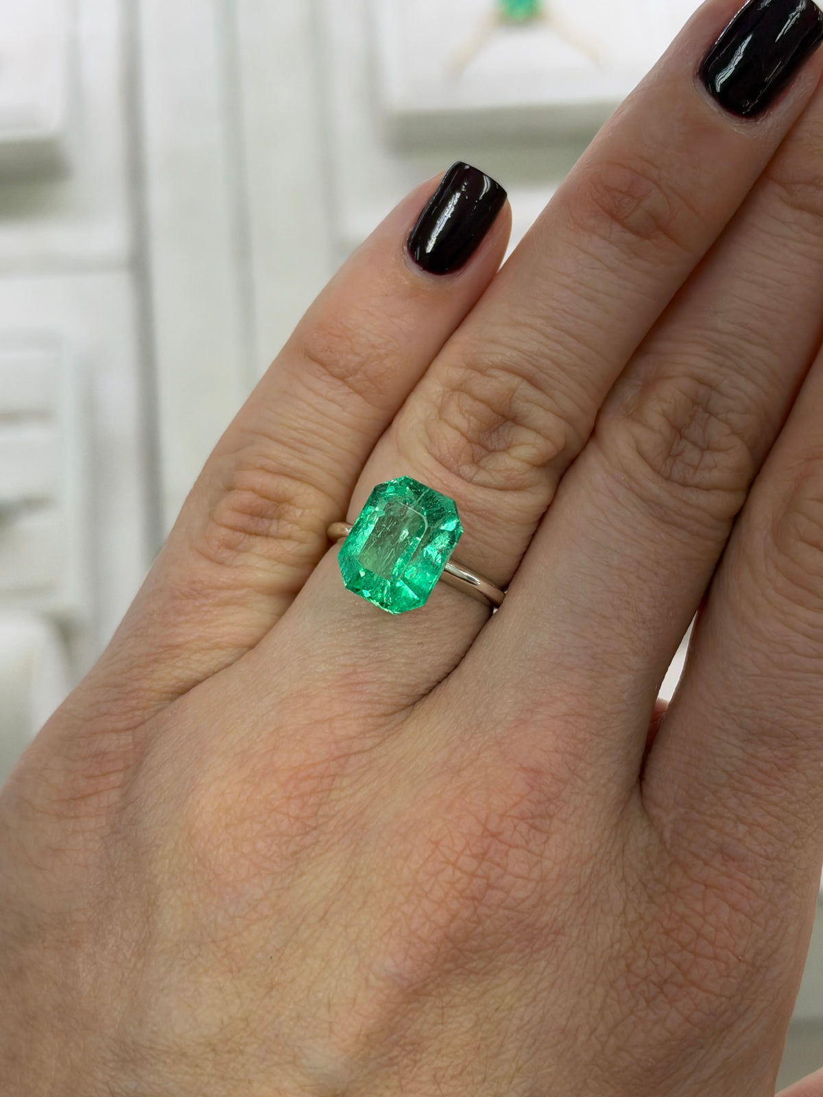 5.83 Carat 12x10 Vibrant Natural Loose Colombian Emerald-Classic Emerald Cut