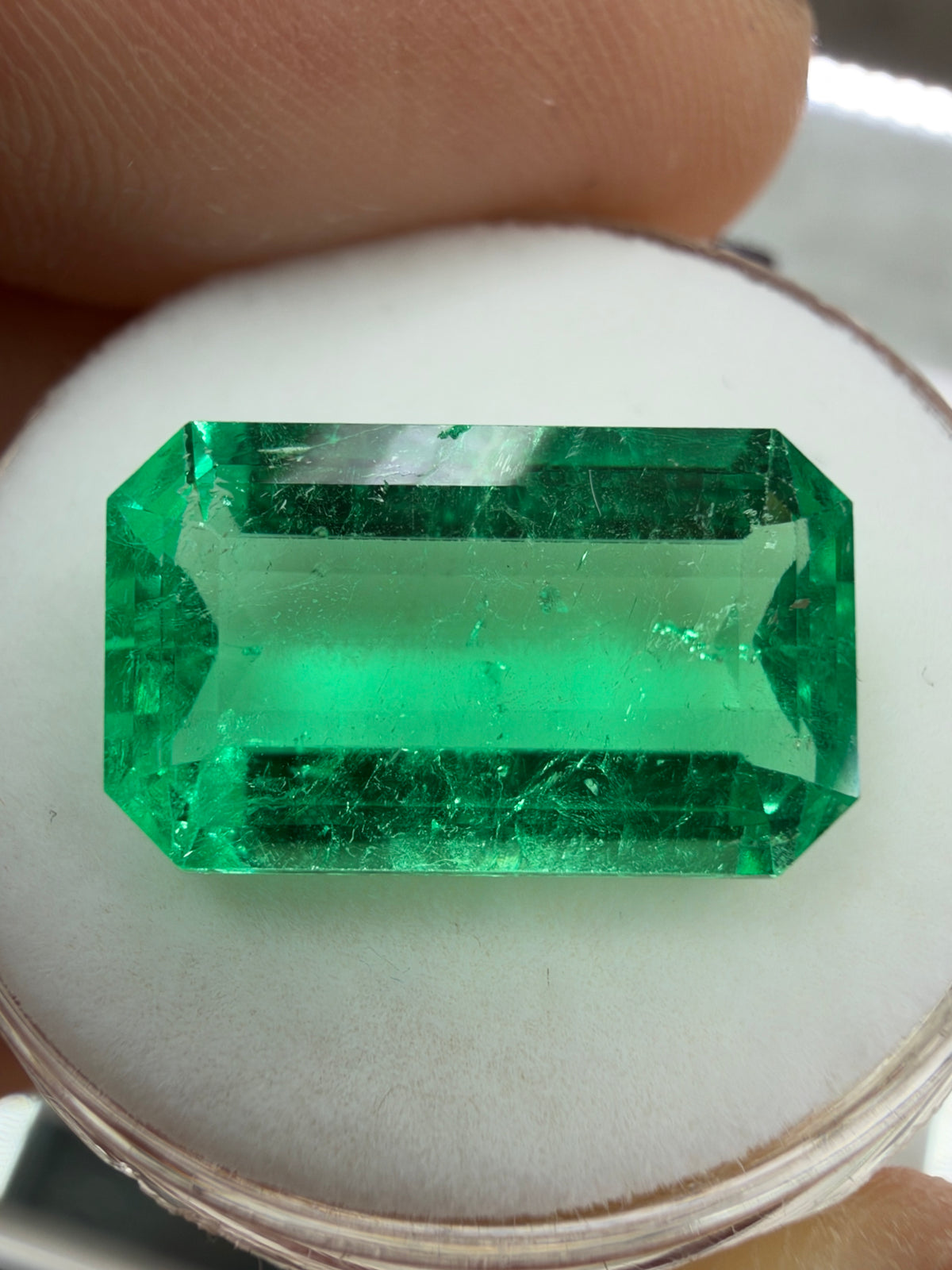 6.03 Carat 15x9 Hall Of Mirrors Yellowish Green Natural Loose Colombian Emerald-Elongated Emerald Cut