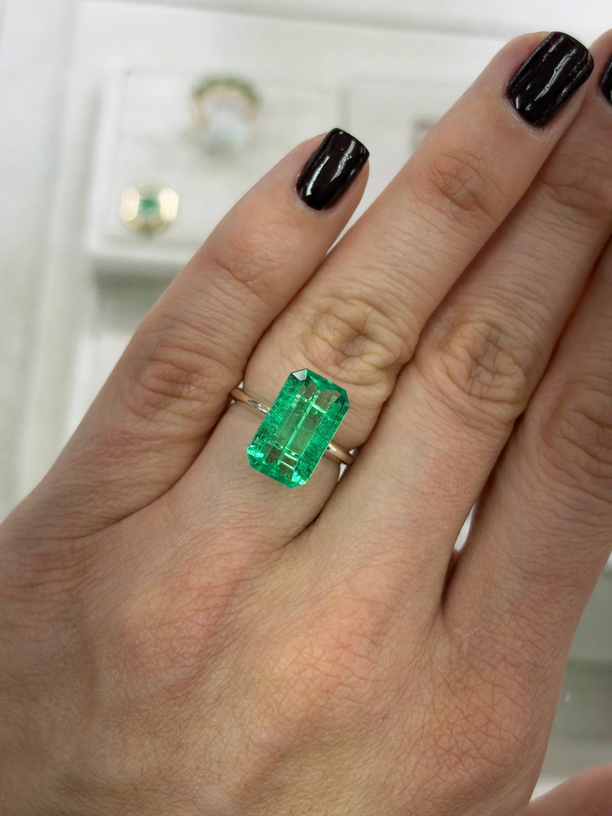 6.03 Carat 15x9 Hall Of Mirrors Yellowish Green Natural Loose Colombian Emerald-Elongated Emerald Cut