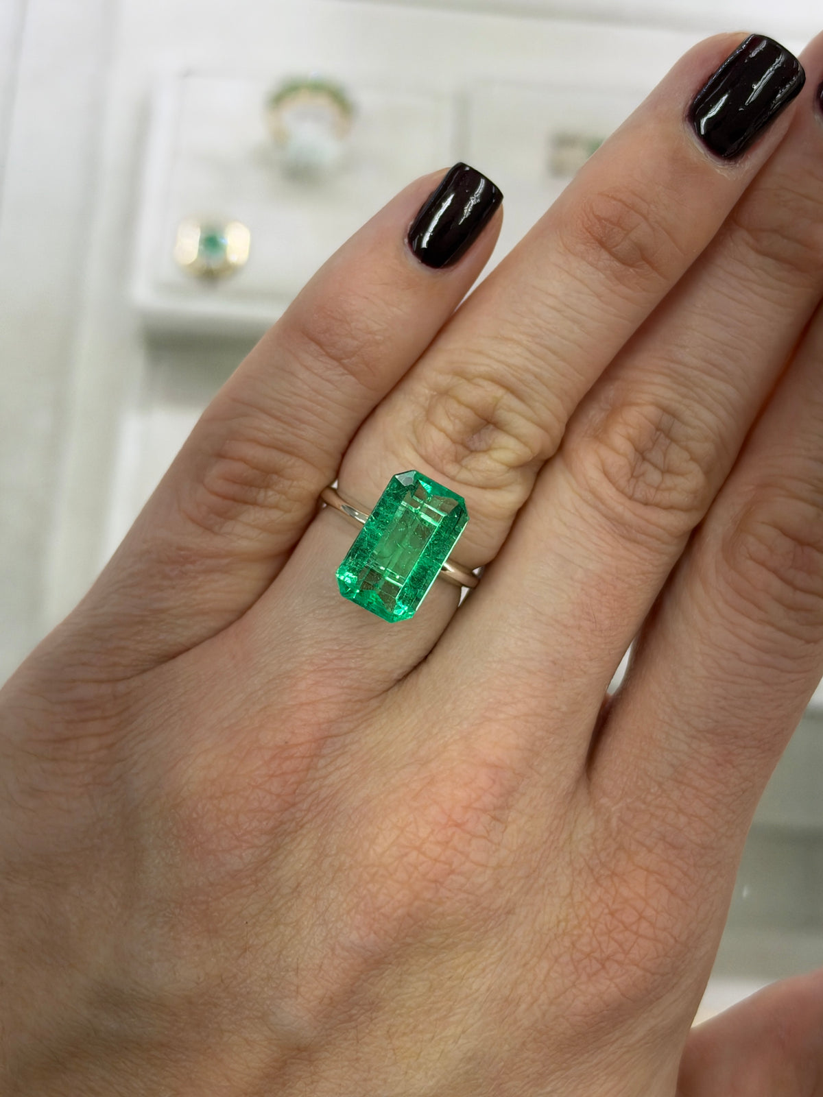 6.03 Carat 15x9 Hall Of Mirrors Yellowish Green Natural Loose Colombian Emerald-Elongated Emerald Cut