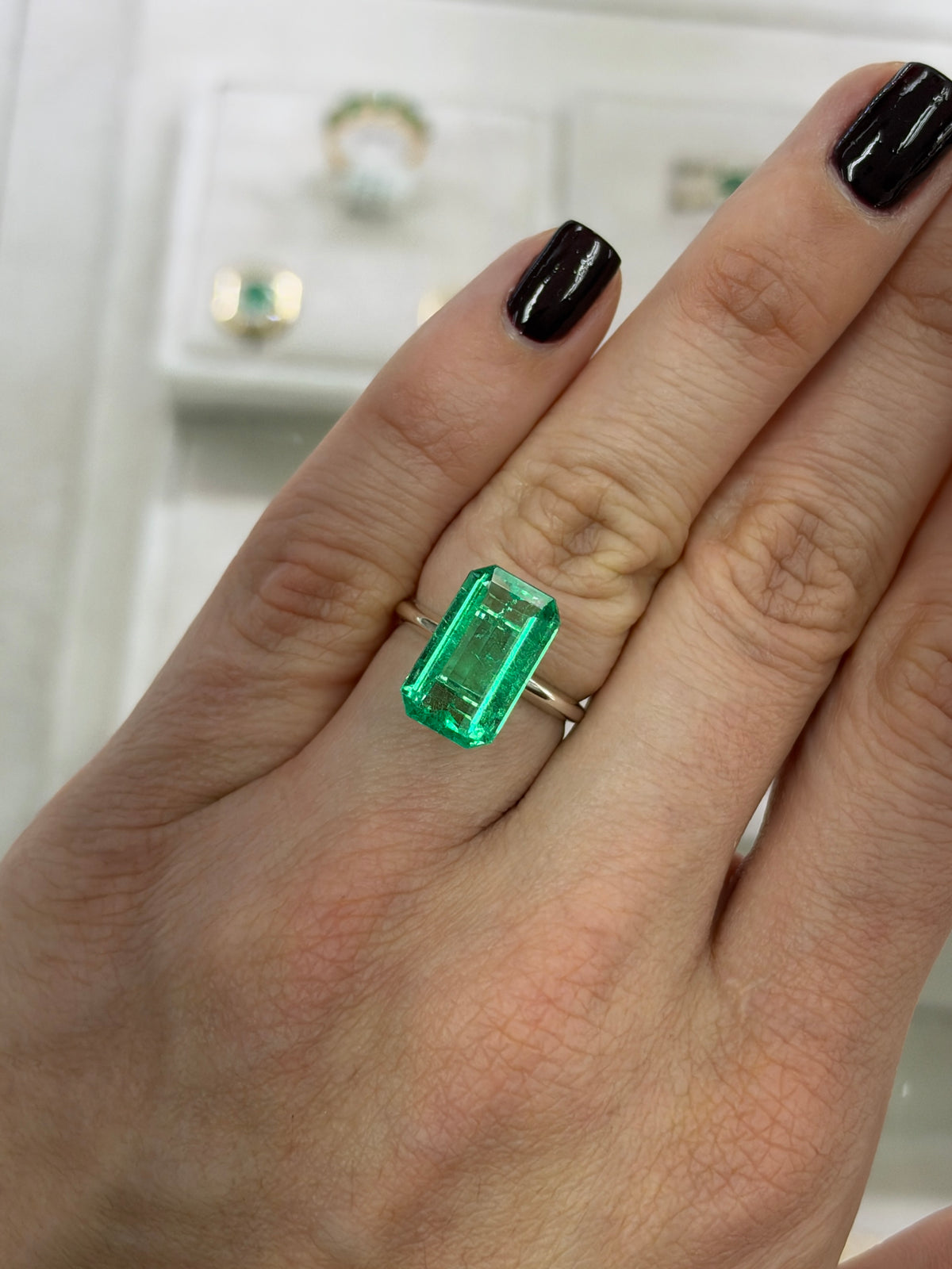 6.03 Carat 15x9 Hall Of Mirrors Yellowish Green Natural Loose Colombian Emerald-Elongated Emerald Cut